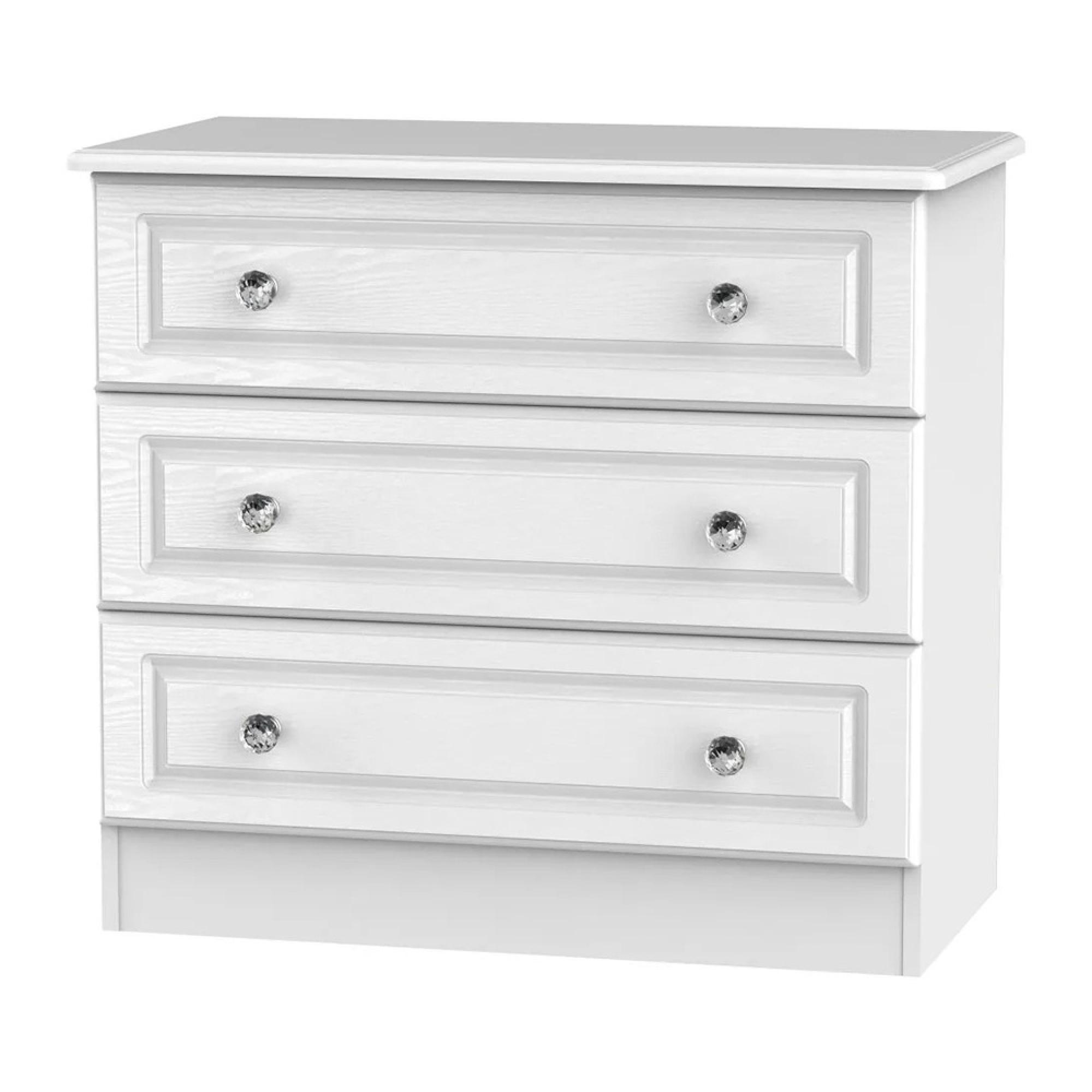 Crystal Small Chest - 3 Drawer - White