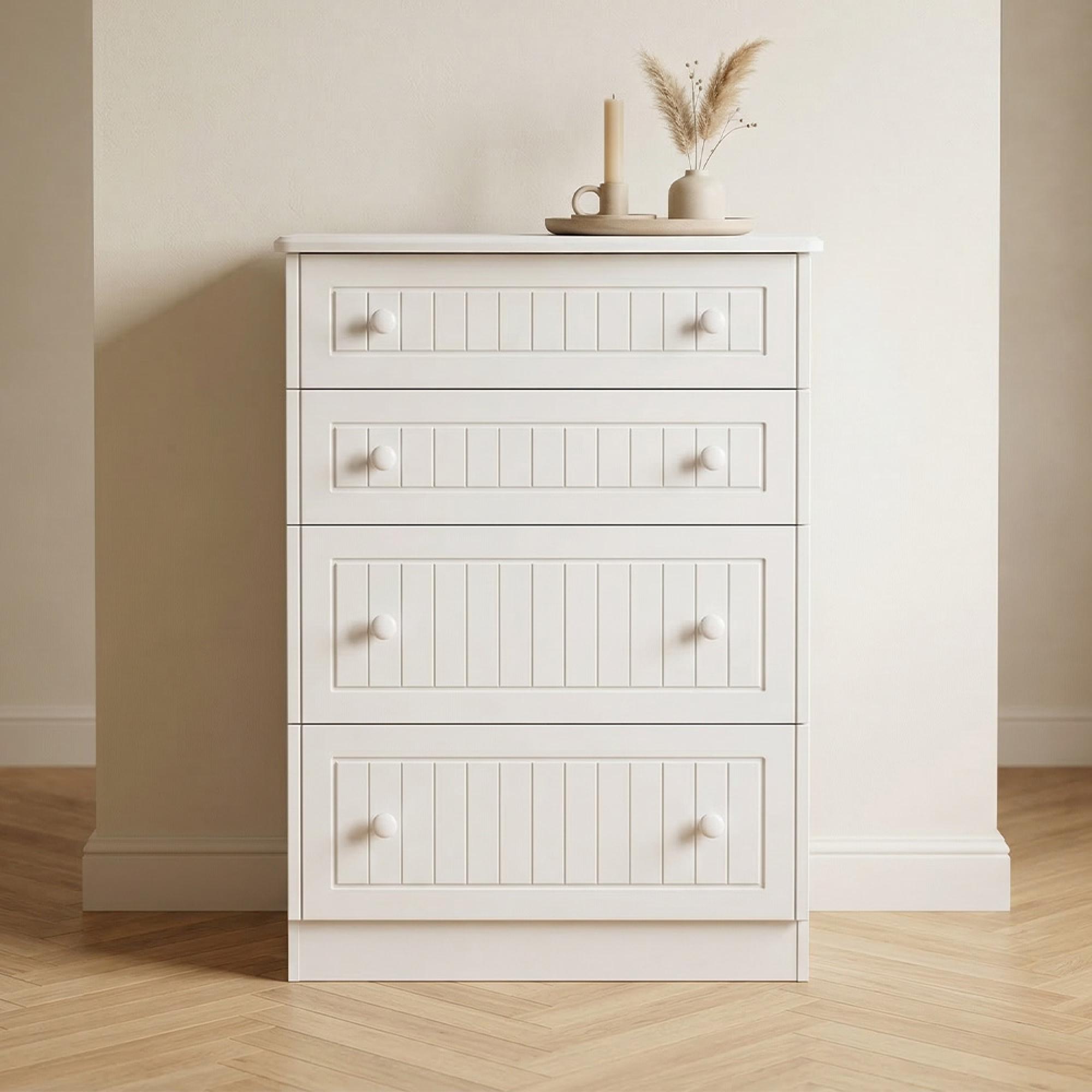 Warwick Chest - 4 Drawer - Deep - White