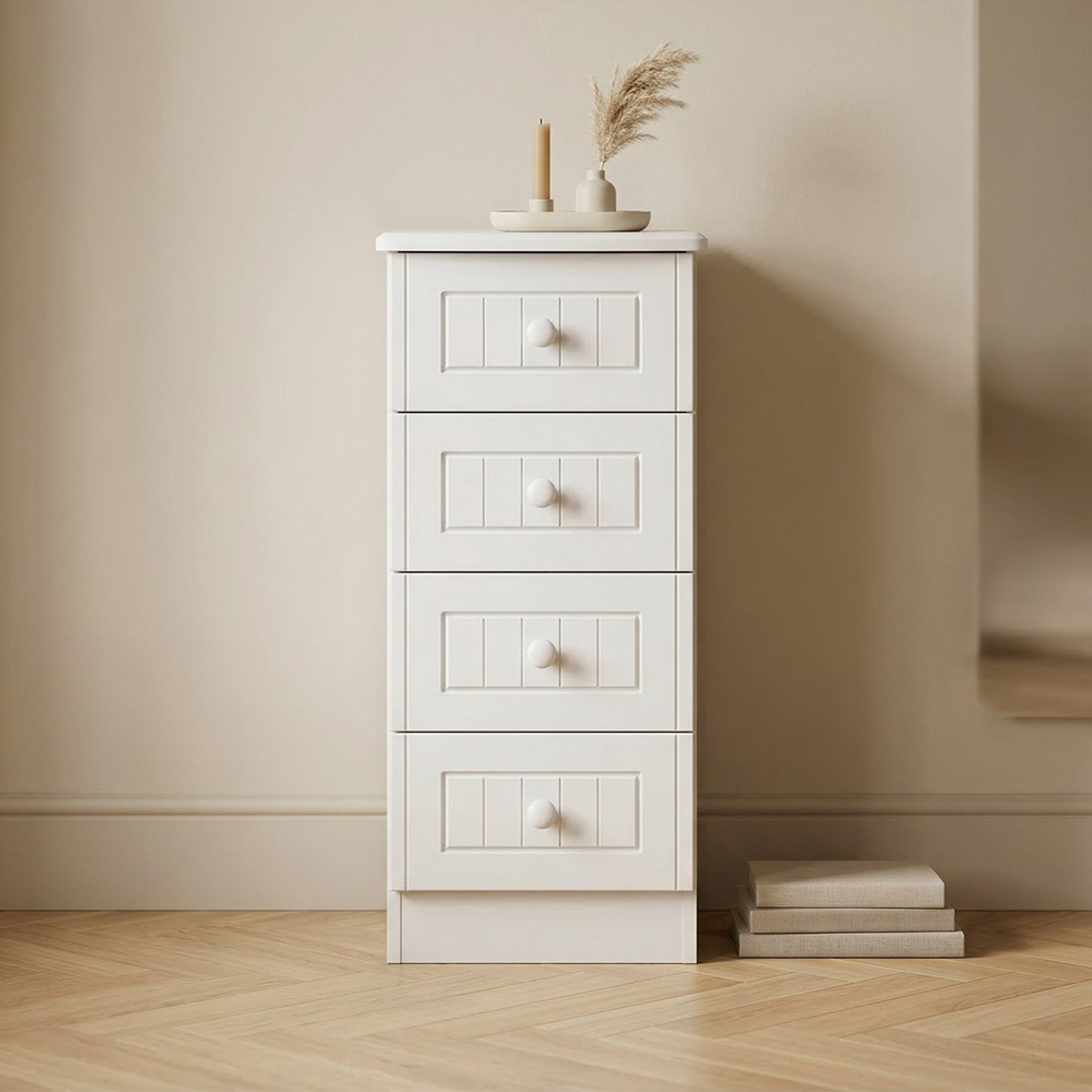 Warwick Chest - 4 Drawer - Narrow - White