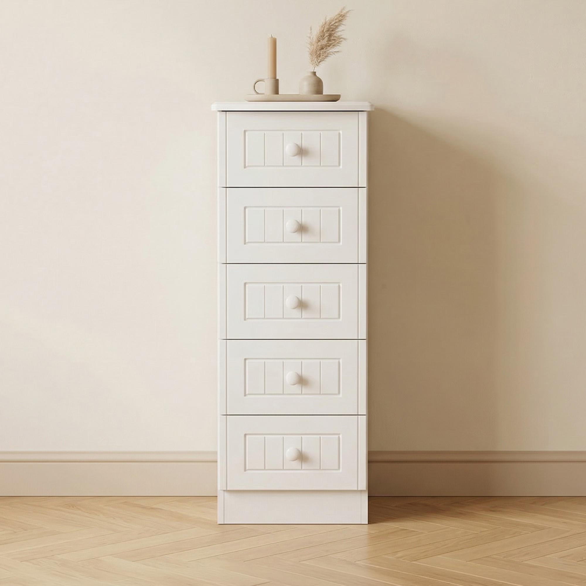 Warwick Chest - 5 Drawer - Narrow - White