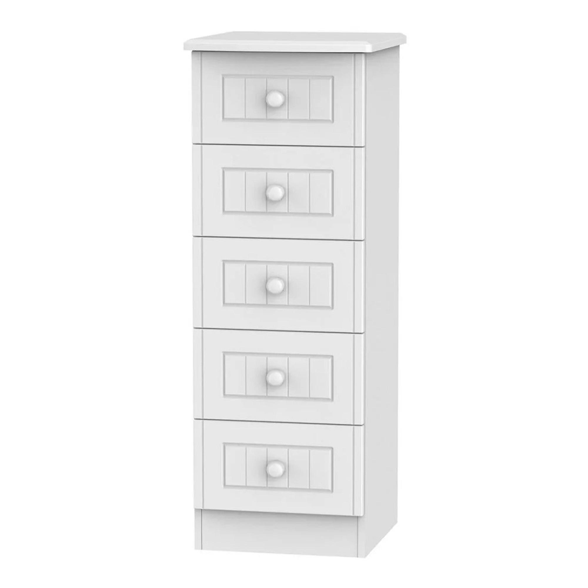 Warwick Chest - 5 Drawer - Narrow - White