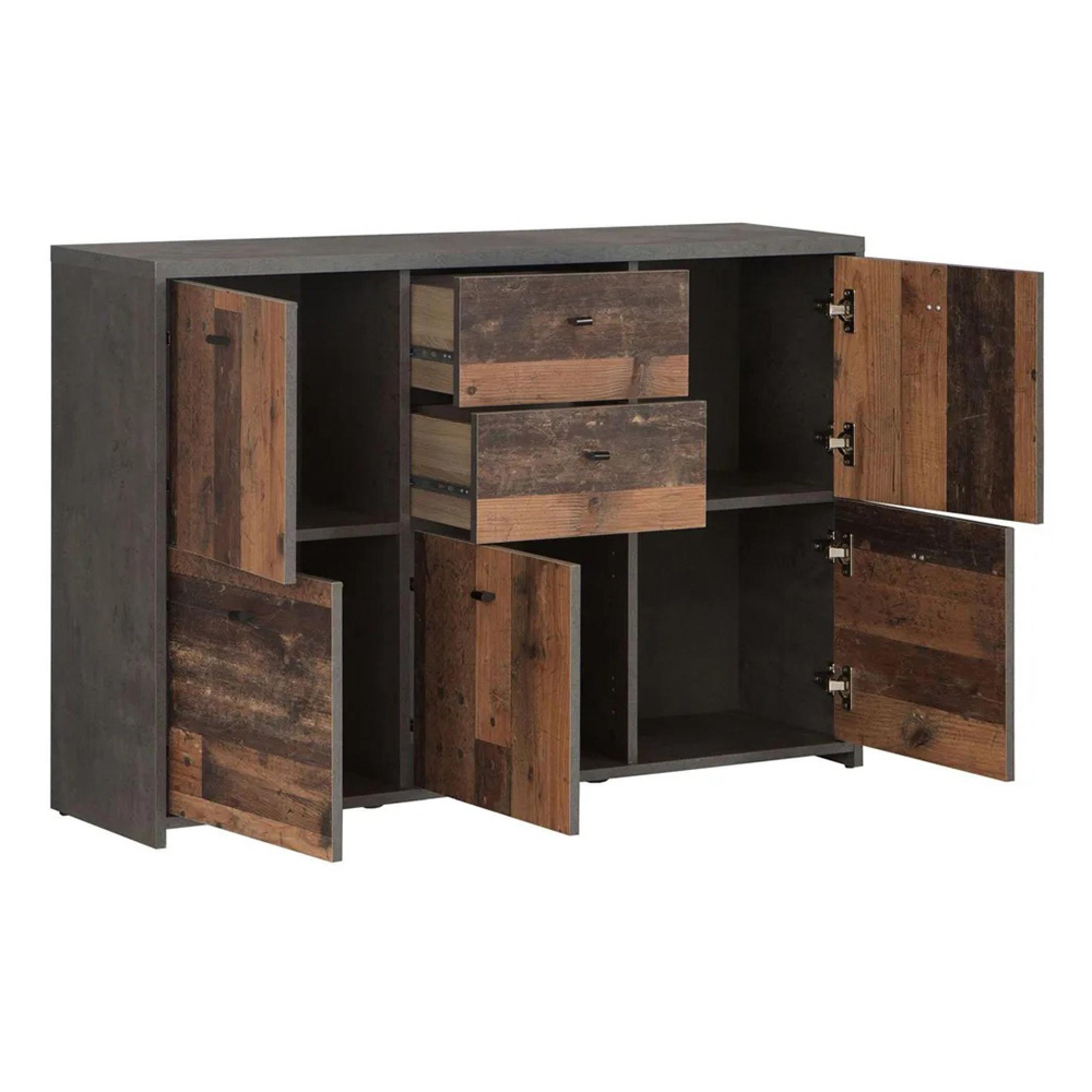 Best Chest - 5 Door - 2 Drawer - Wide - Grey Concrete and Vintage Wood