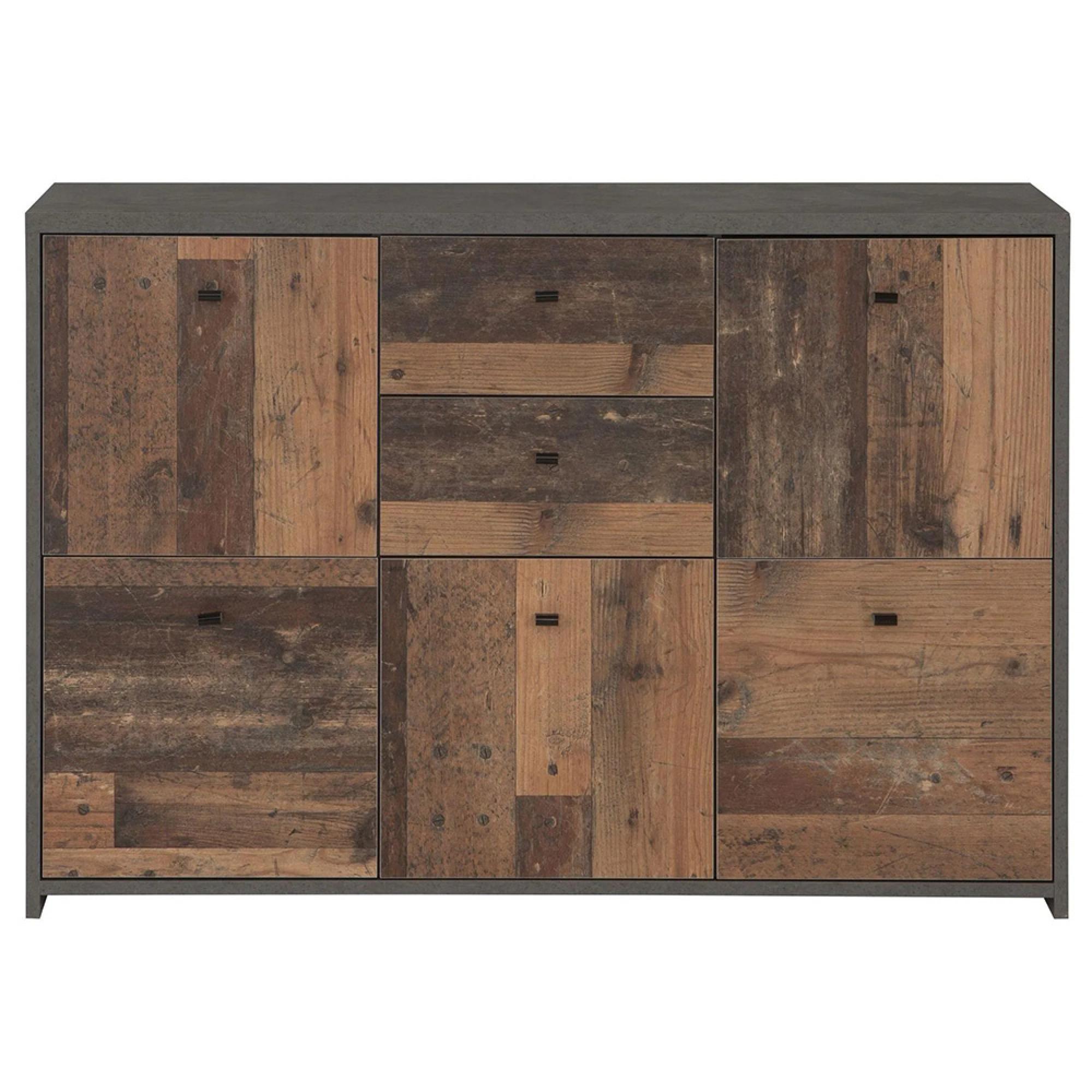 Best Chest - 5 Door - 2 Drawer - Wide - Grey Concrete and Vintage Wood