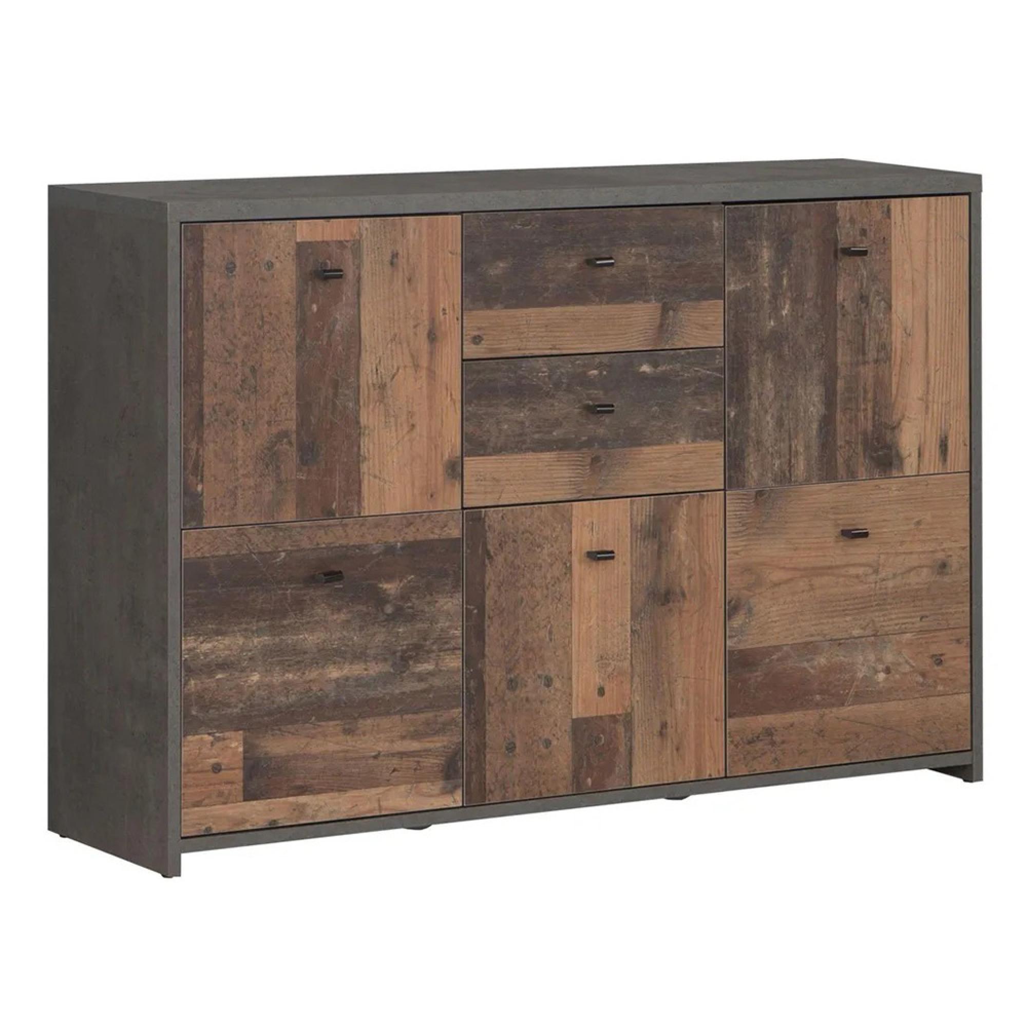 Best Chest - 5 Door - 2 Drawer - Wide - Grey Concrete and Vintage Wood