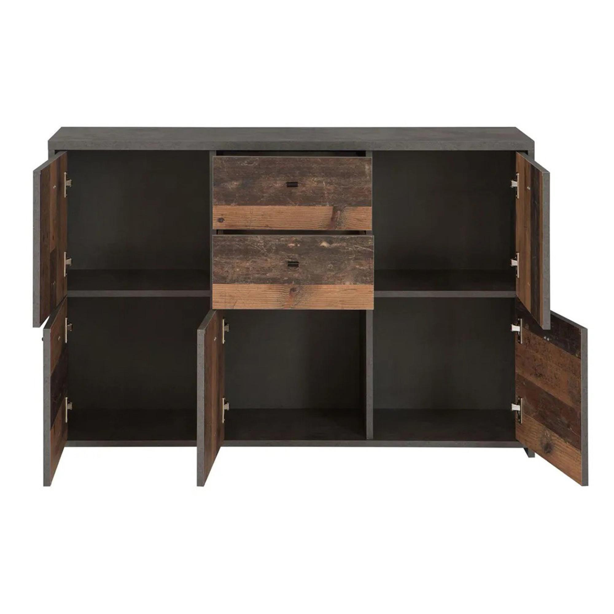 Best Chest - 5 Door - 2 Drawer - Wide - Grey Concrete and Vintage Wood