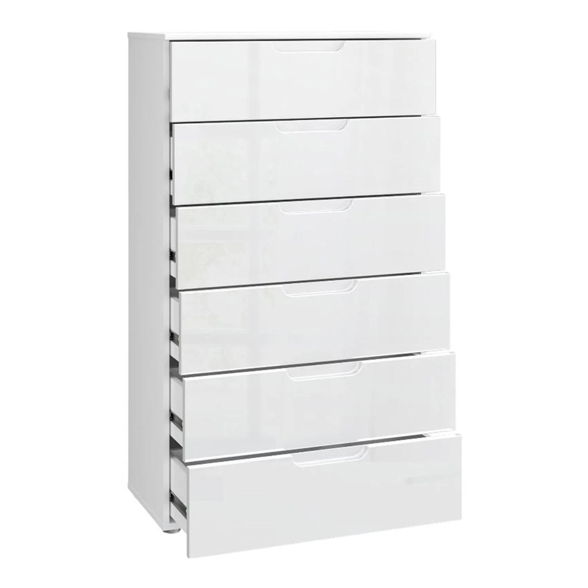 Sienna Chest - 6 Drawer - Tall - White Gloss