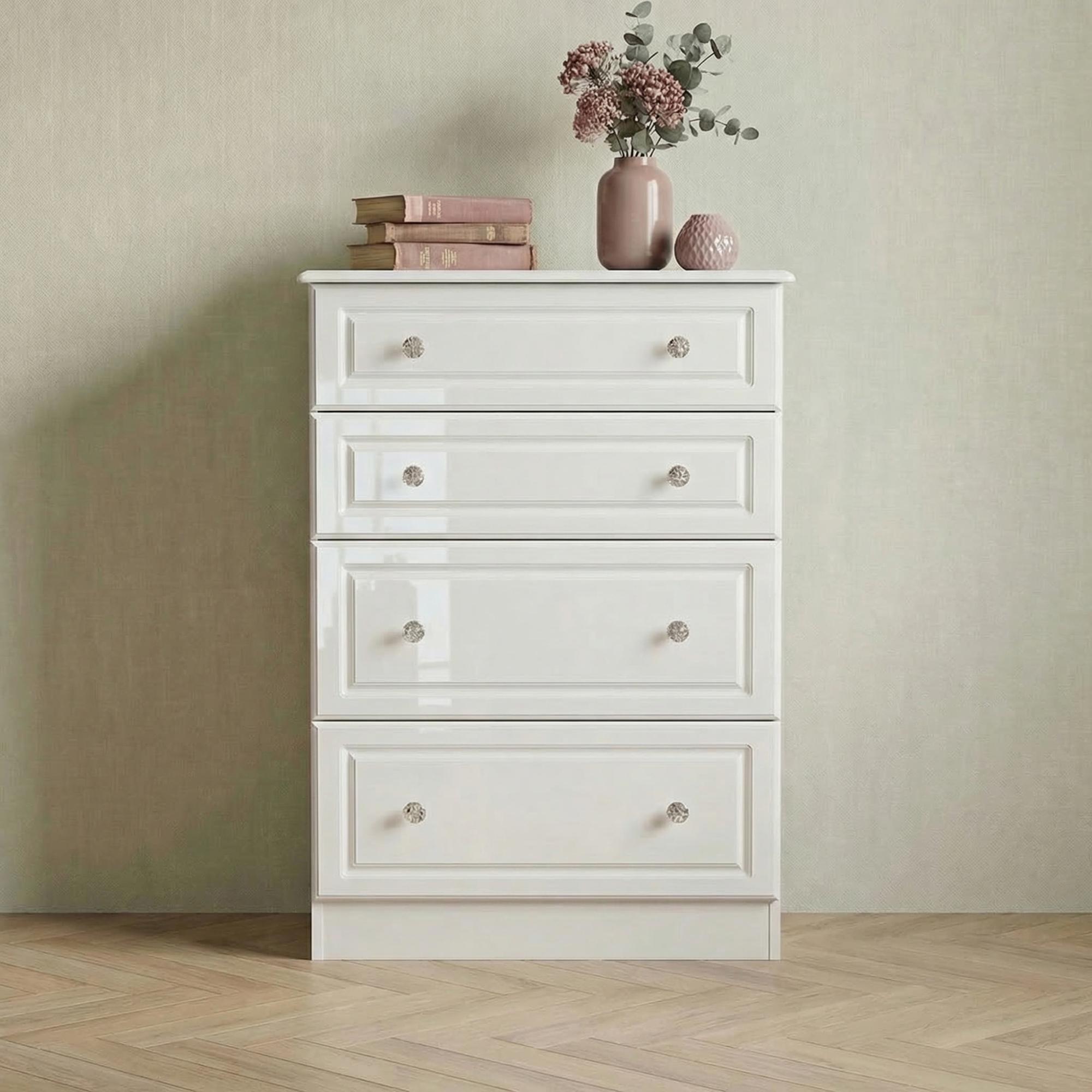 Balmoral Chest - 4 Drawer - Deep - White Gloss