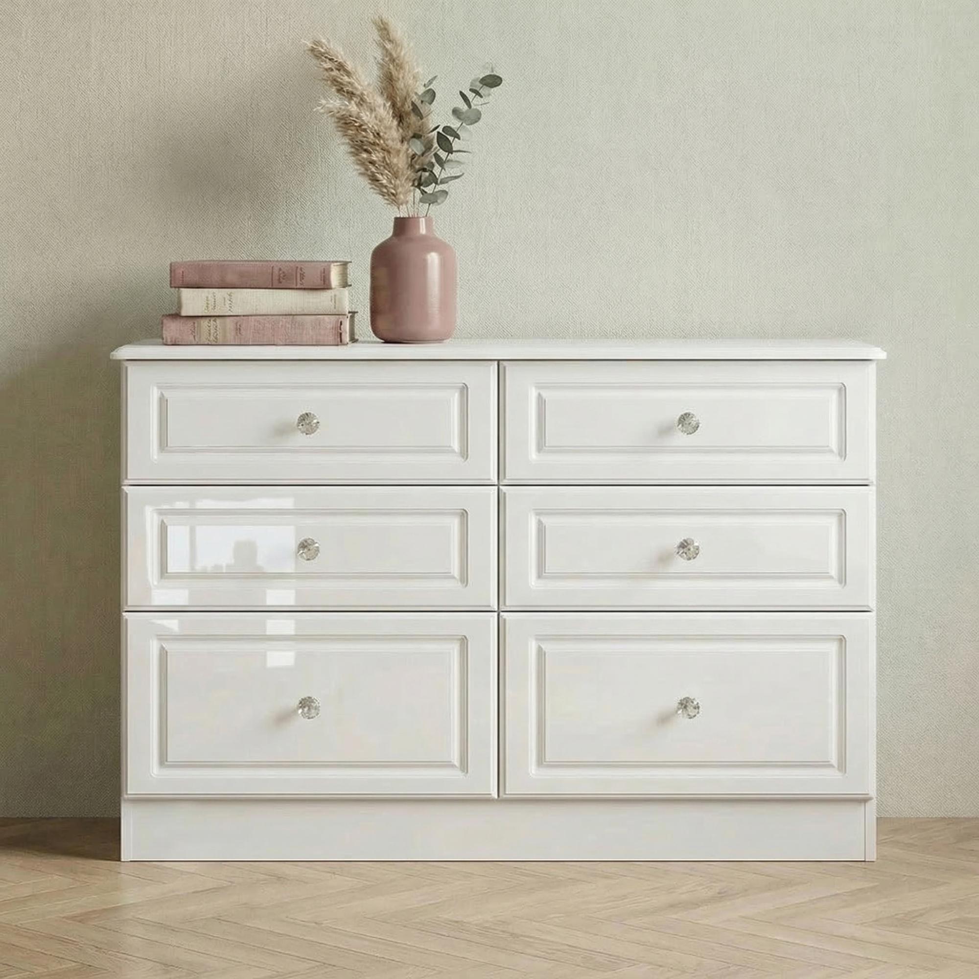 Balmoral Chest - 6 Drawer - Midi - White Gloss