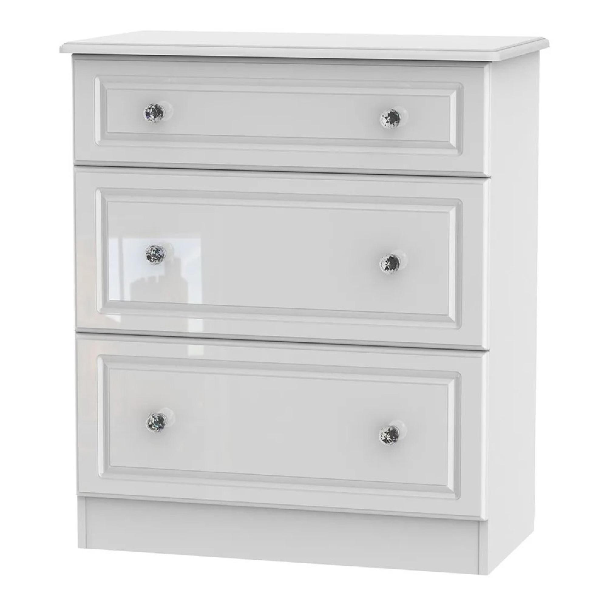 Balmoral Chest - 3 Drawer - Deep - White Gloss
