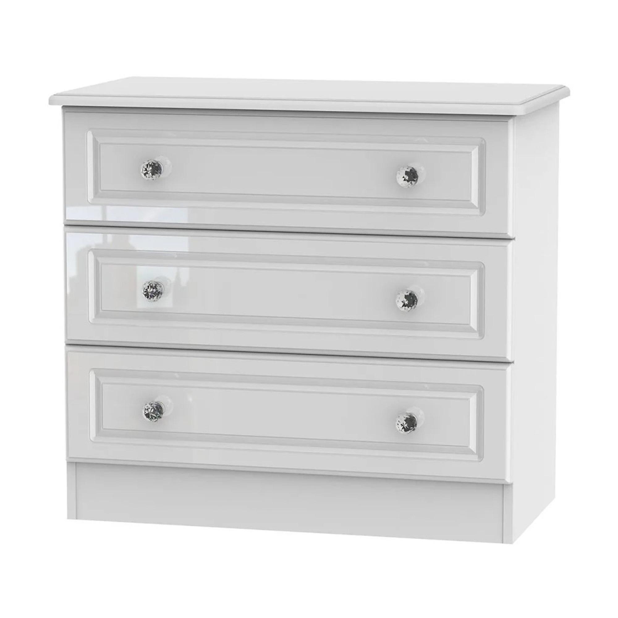 Balmoral Chest - 3 Drawer - Small - White Gloss