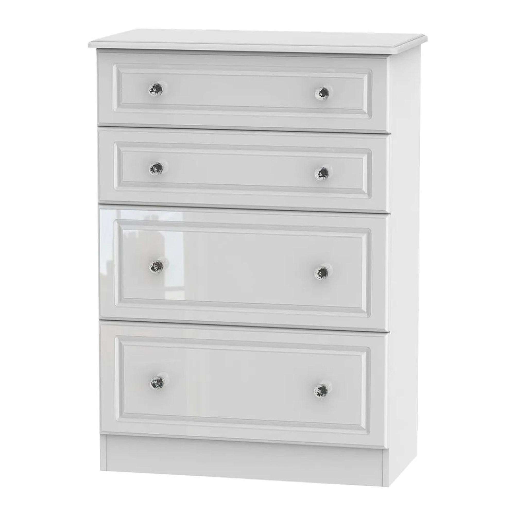 Balmoral Chest - 4 Drawer - Deep - White Gloss