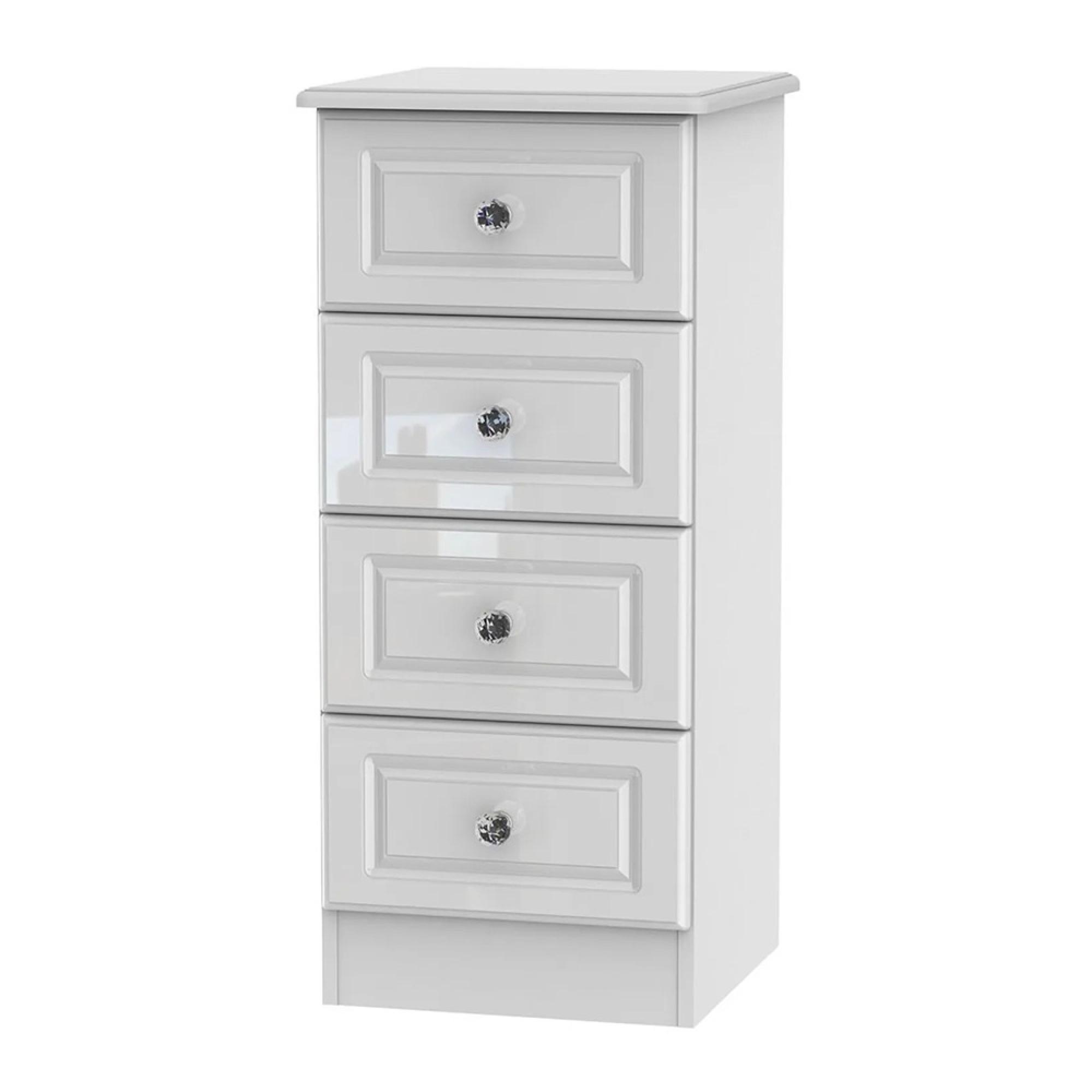 Balmoral Chest - 4 Drawer - Narrow - White Gloss