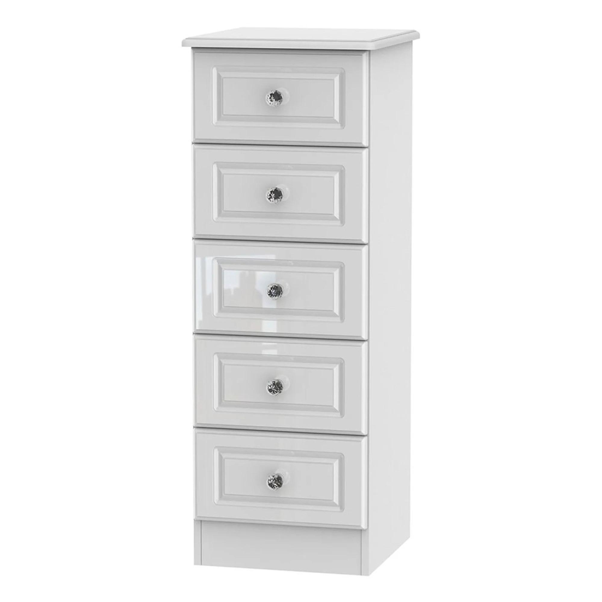 Balmoral Chest - 5 Drawer - Narrow - White Gloss