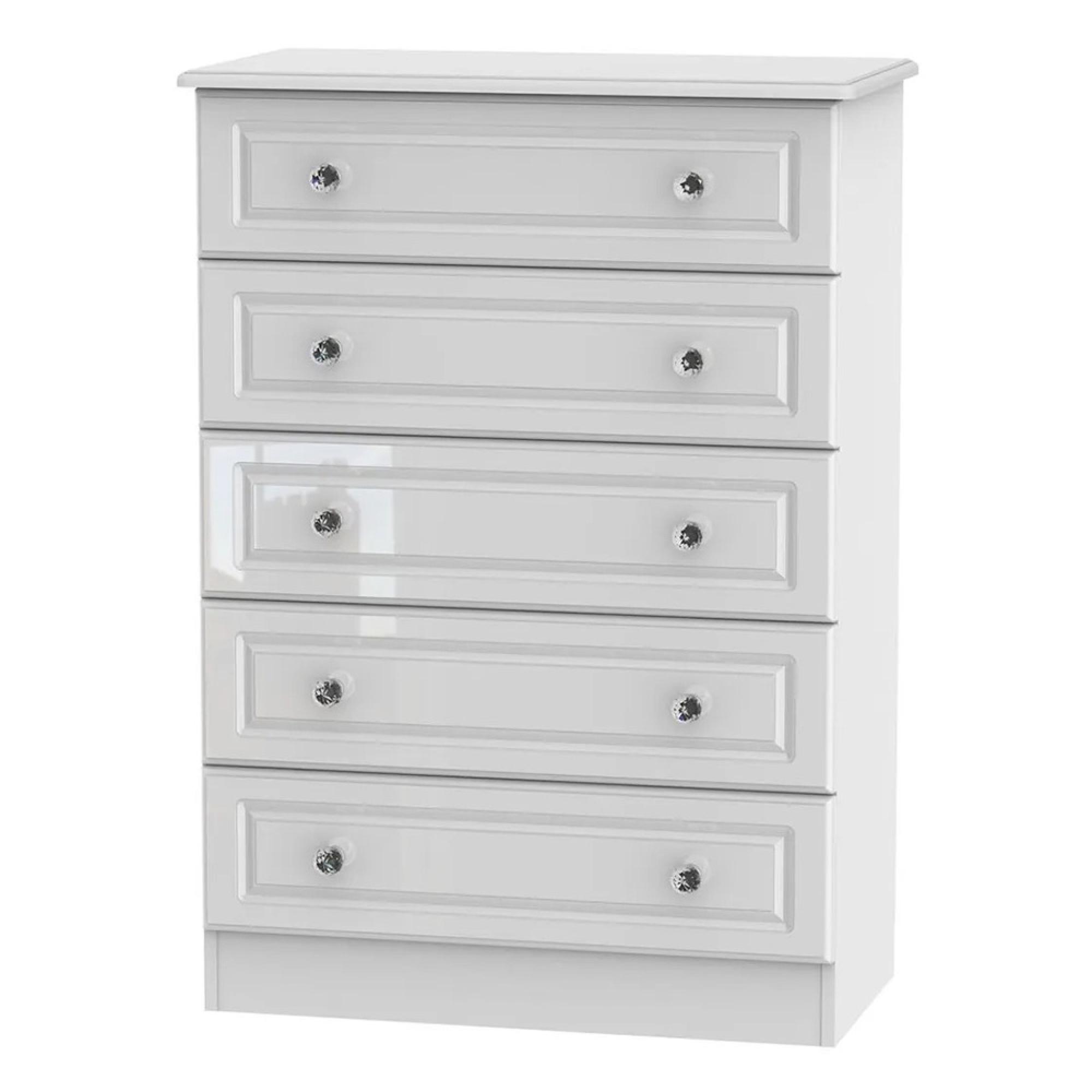 Balmoral Chest - 5 Drawer - White Gloss