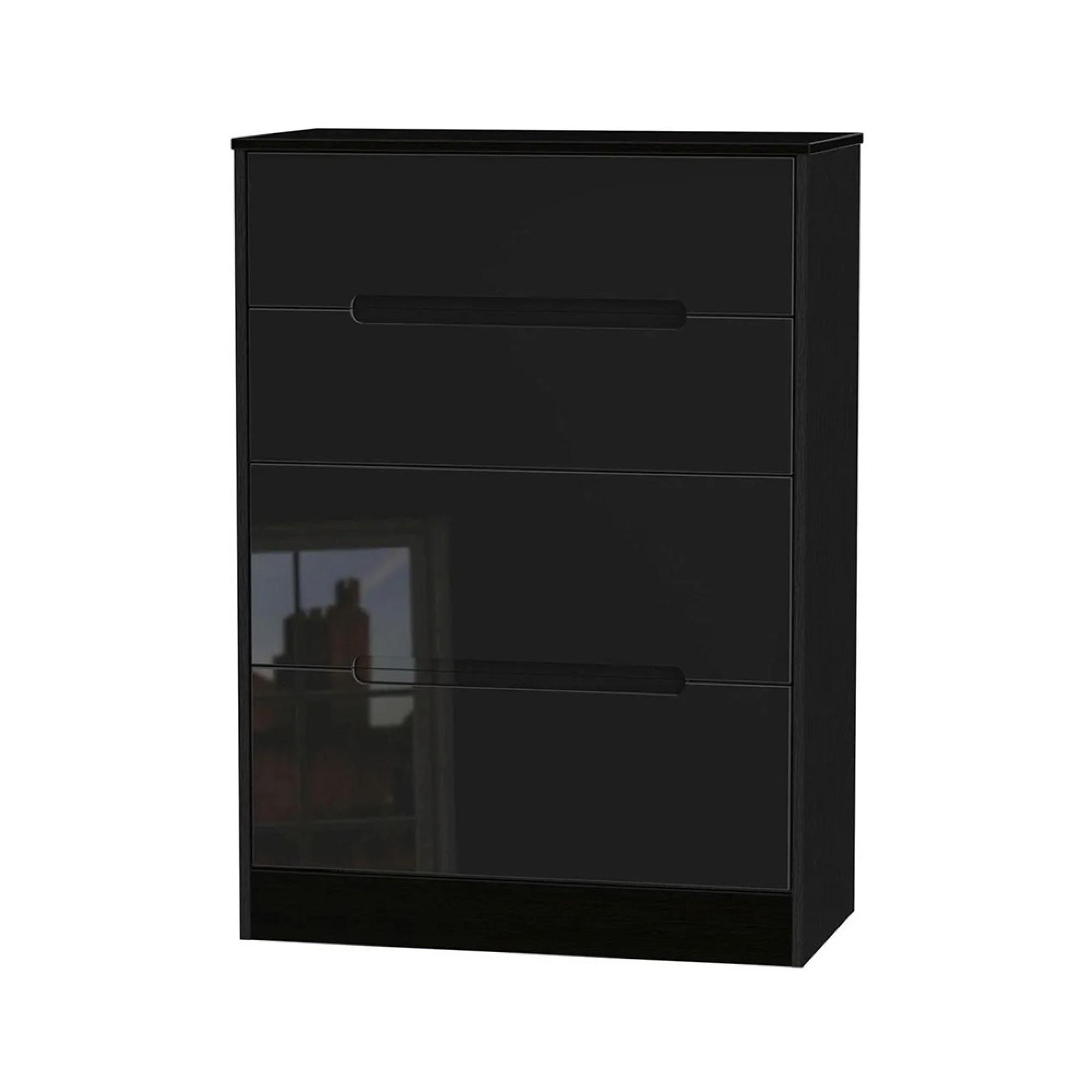 Monaco Chest - Deep - 4 Drawer - Black Gloss