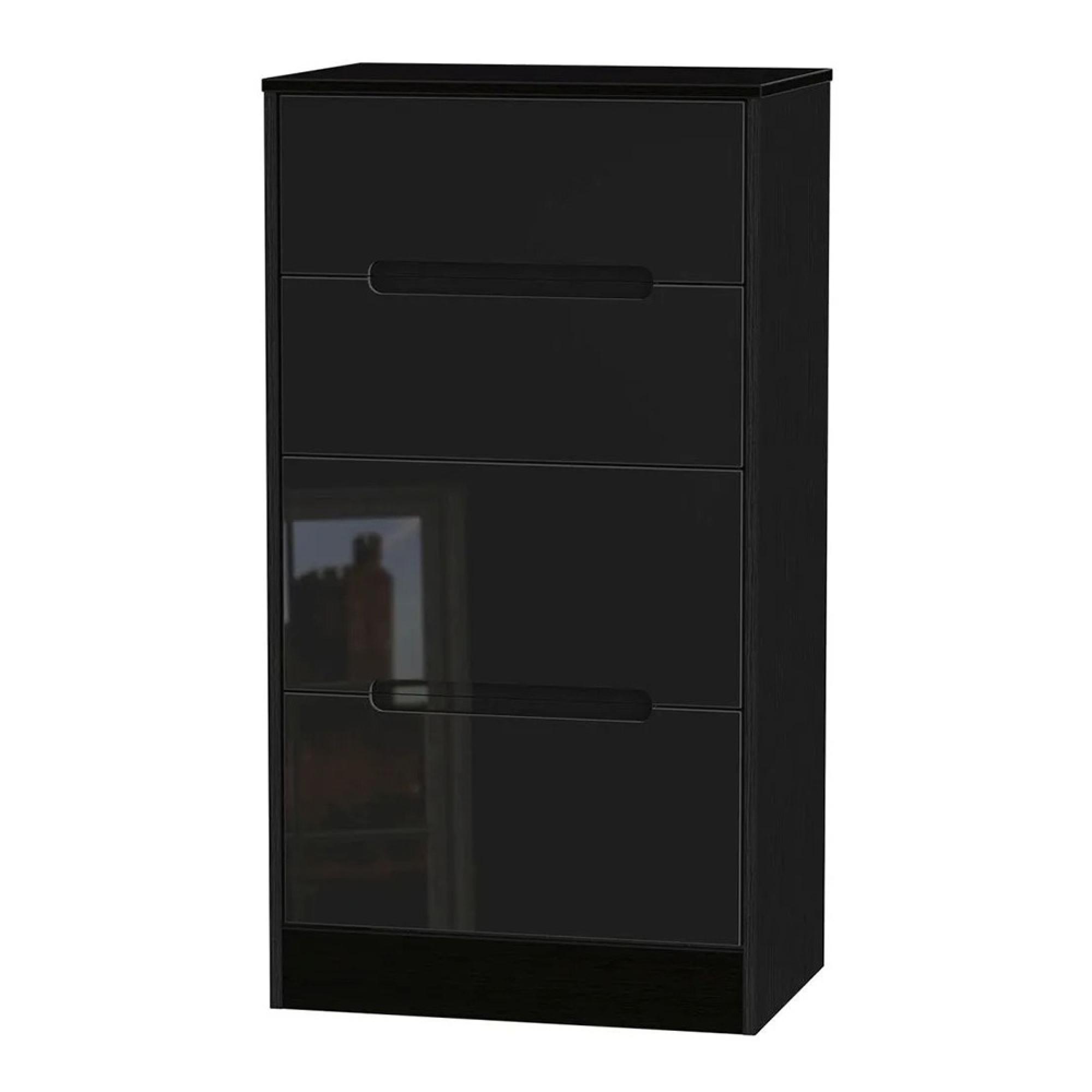 Monaco Chest - Deep Midi - 4 Drawer - Black Gloss