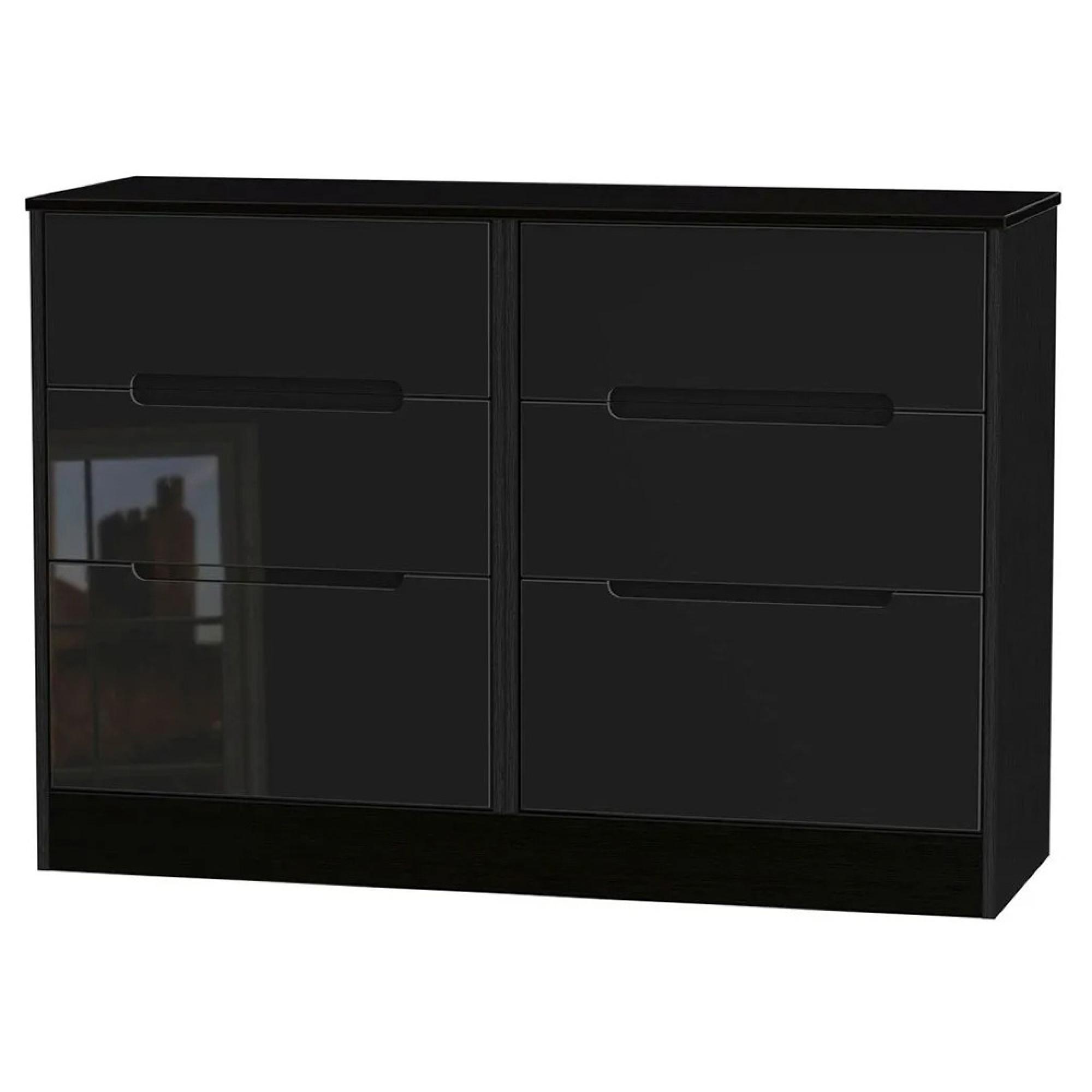 Monaco Chest - Midi - 6 Drawer - Black Gloss
