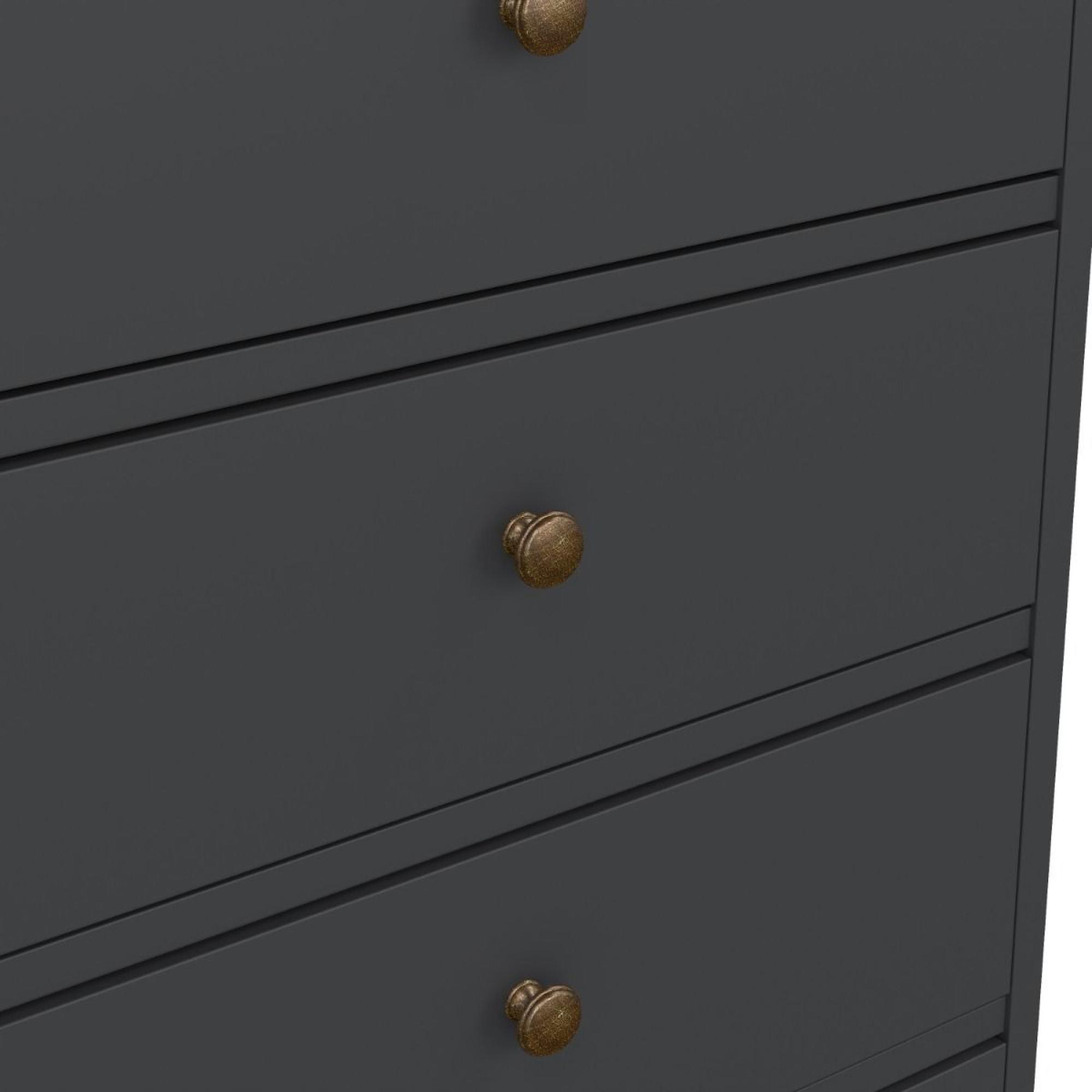 Paris Chest - 5 Drawer - Narrow - Grey
