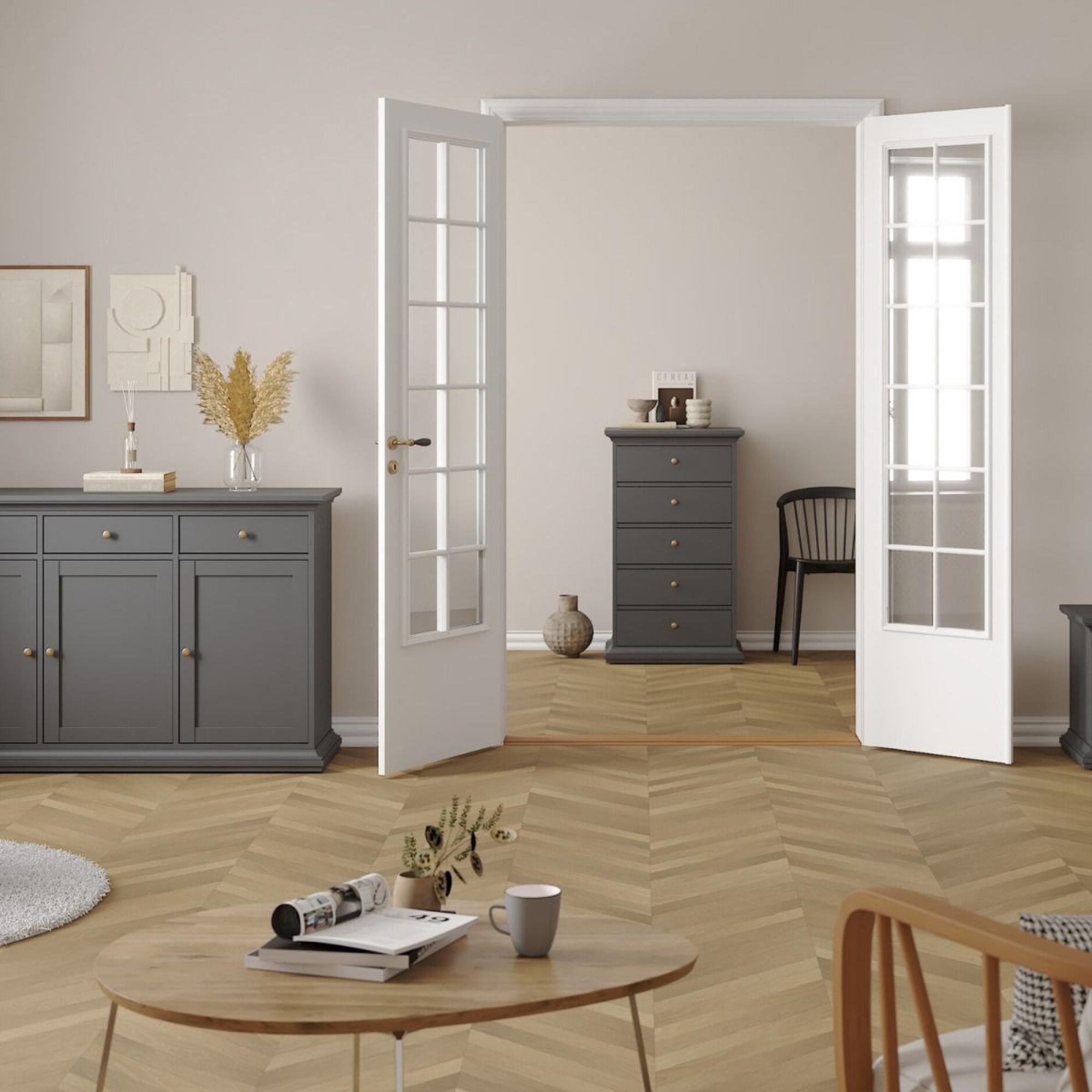 Paris Chest - 5 Drawer - Narrow - Grey