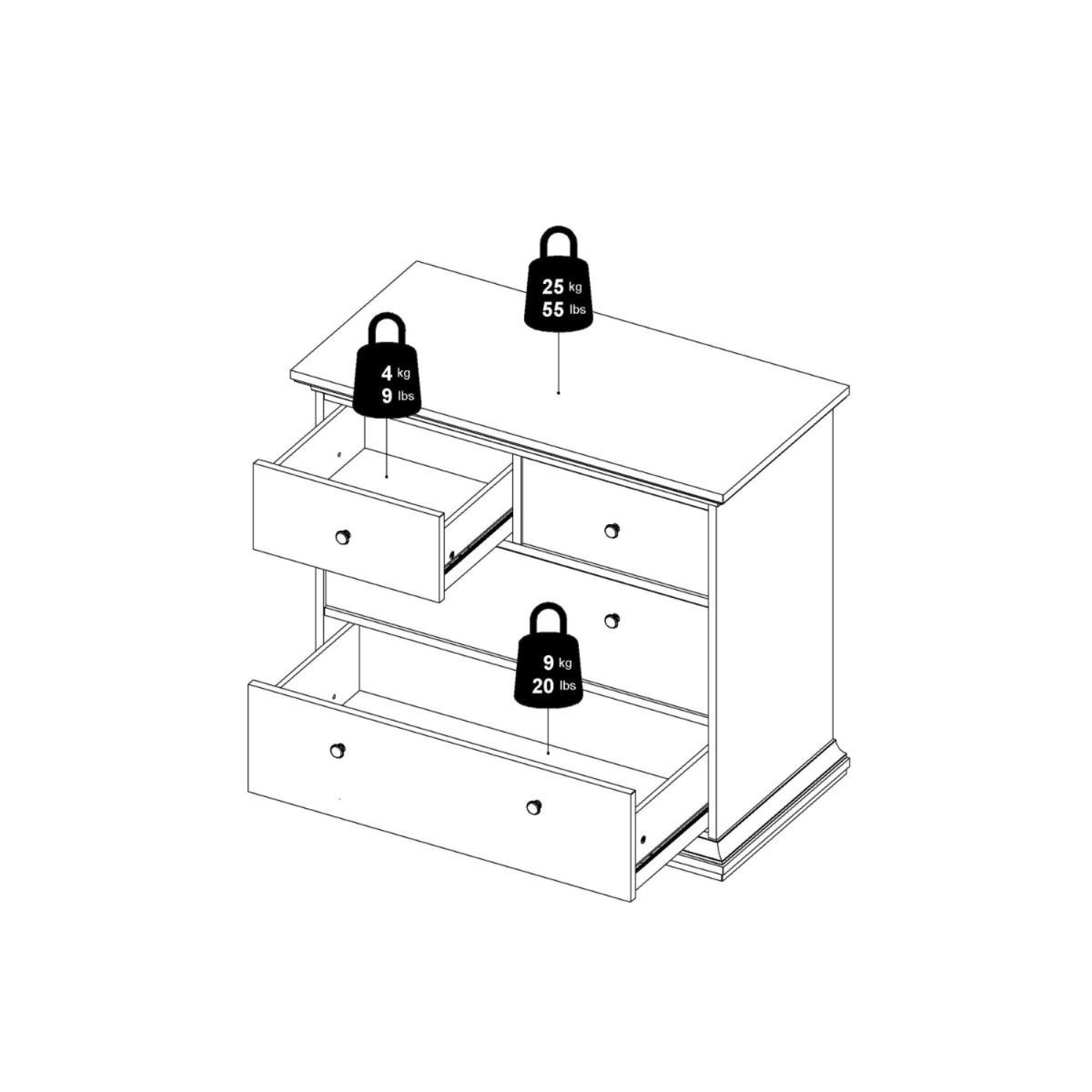 Paris Chest - 2+2 Drawer - White