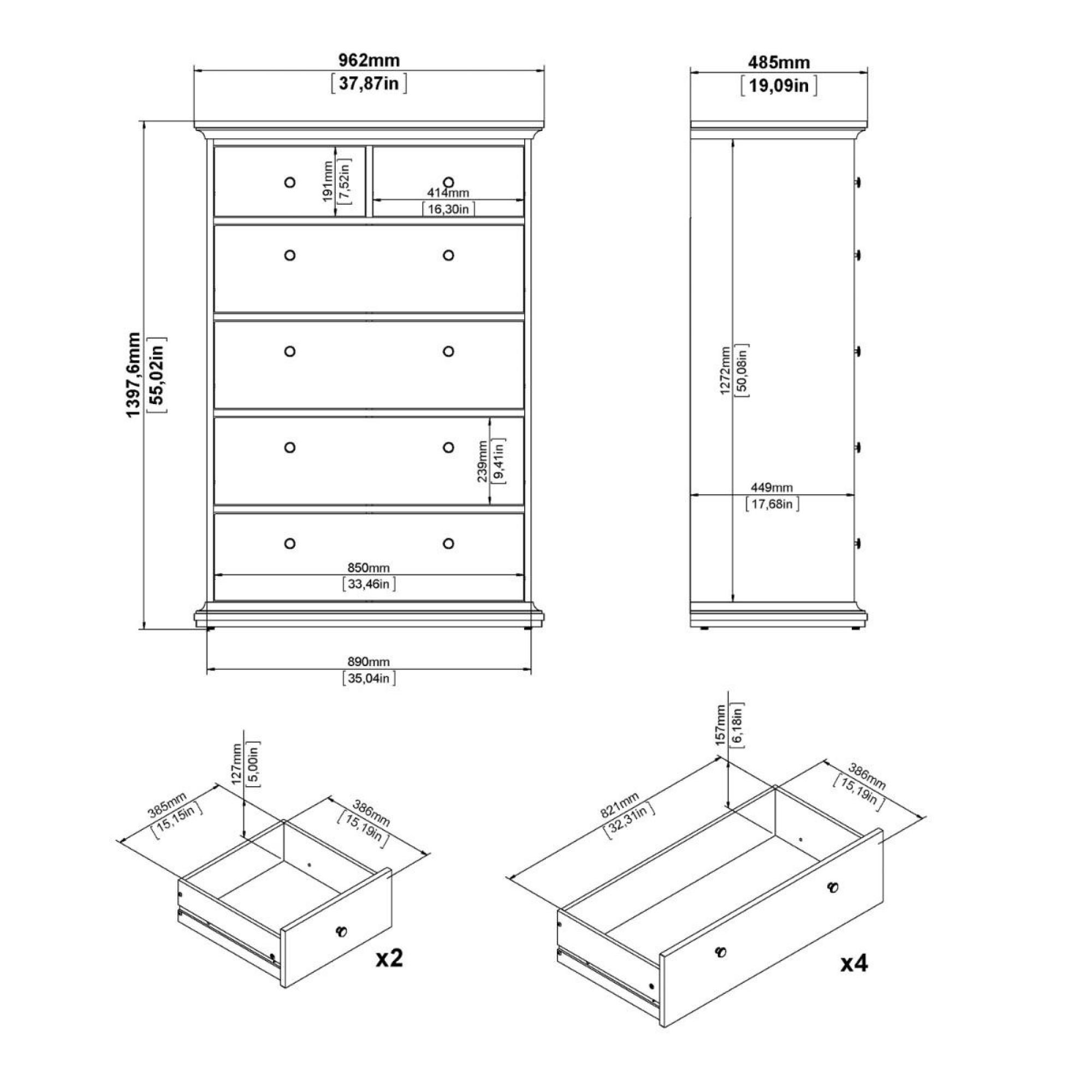 Paris Chest - 2+4 Drawer - White