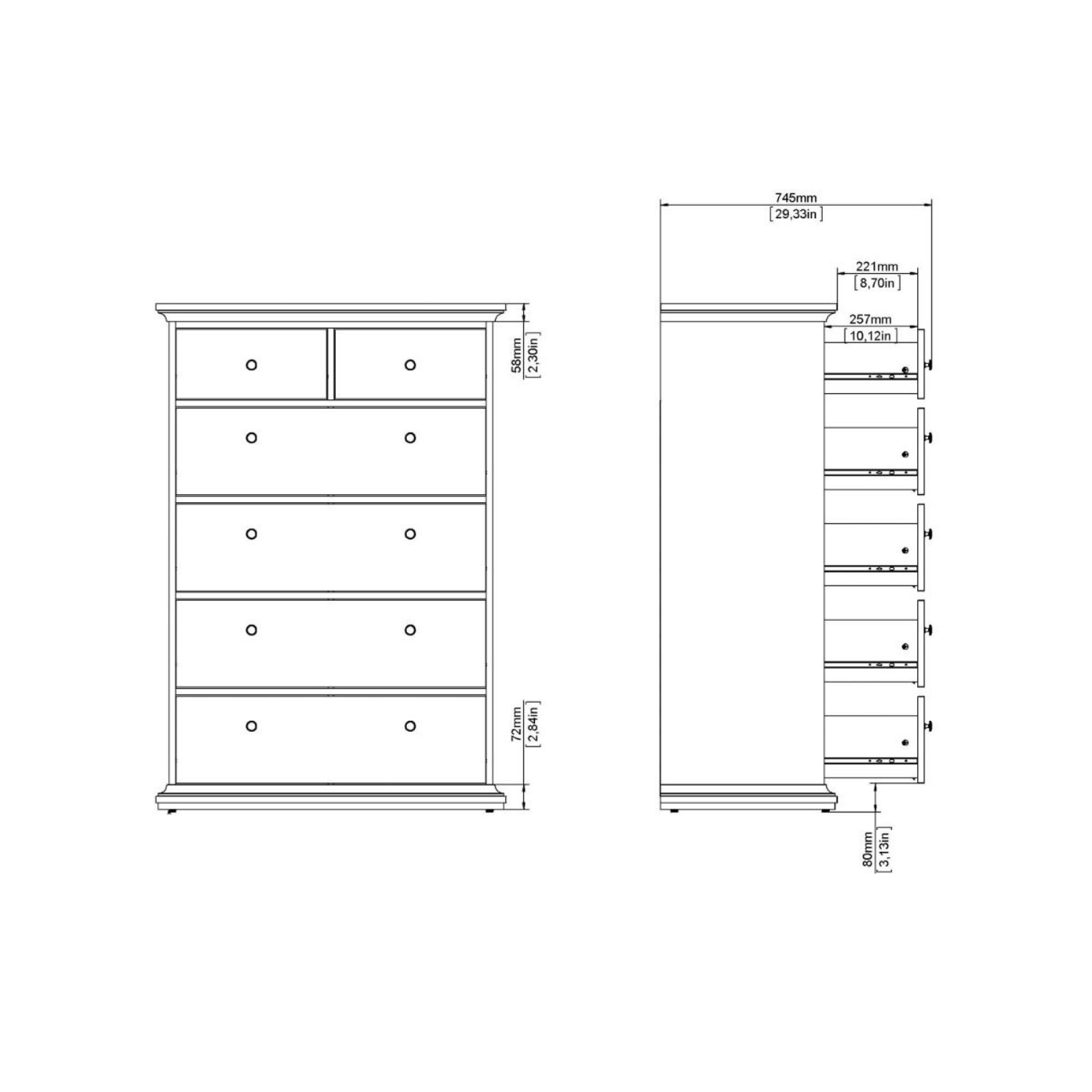 Paris Chest - 2+4 Drawer - White