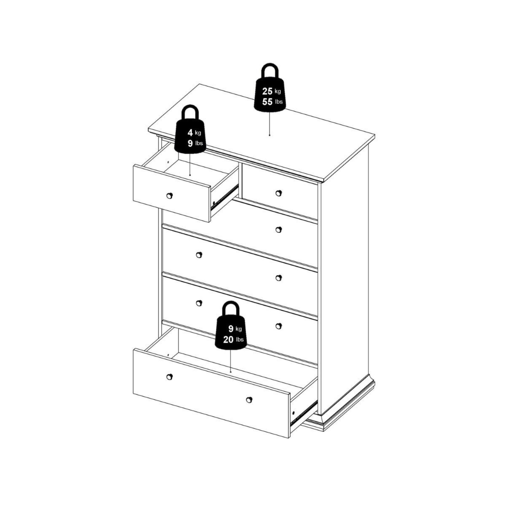 Paris Chest - 2+4 Drawer - White