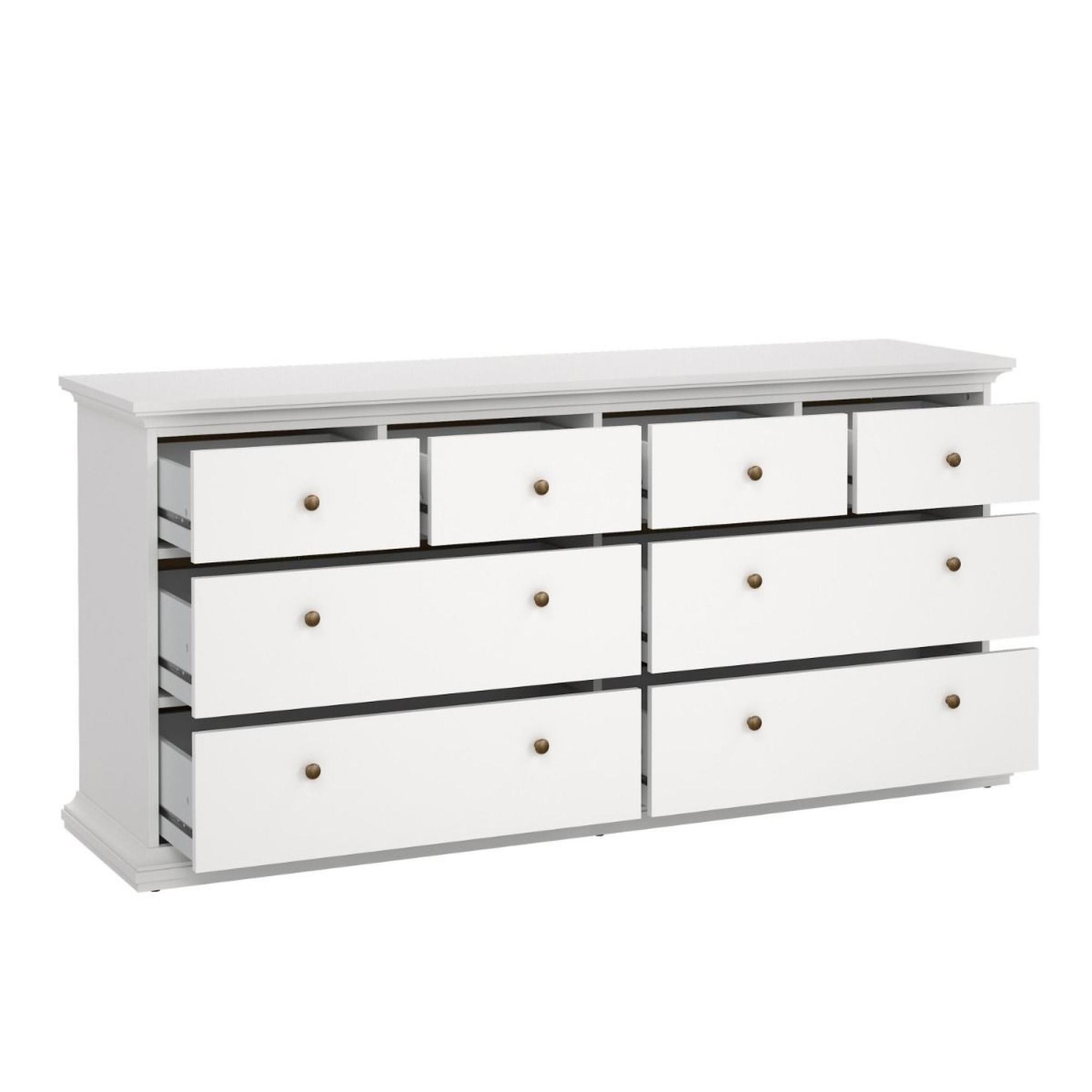 Paris Chest - 8 Drawer - Wide - White
