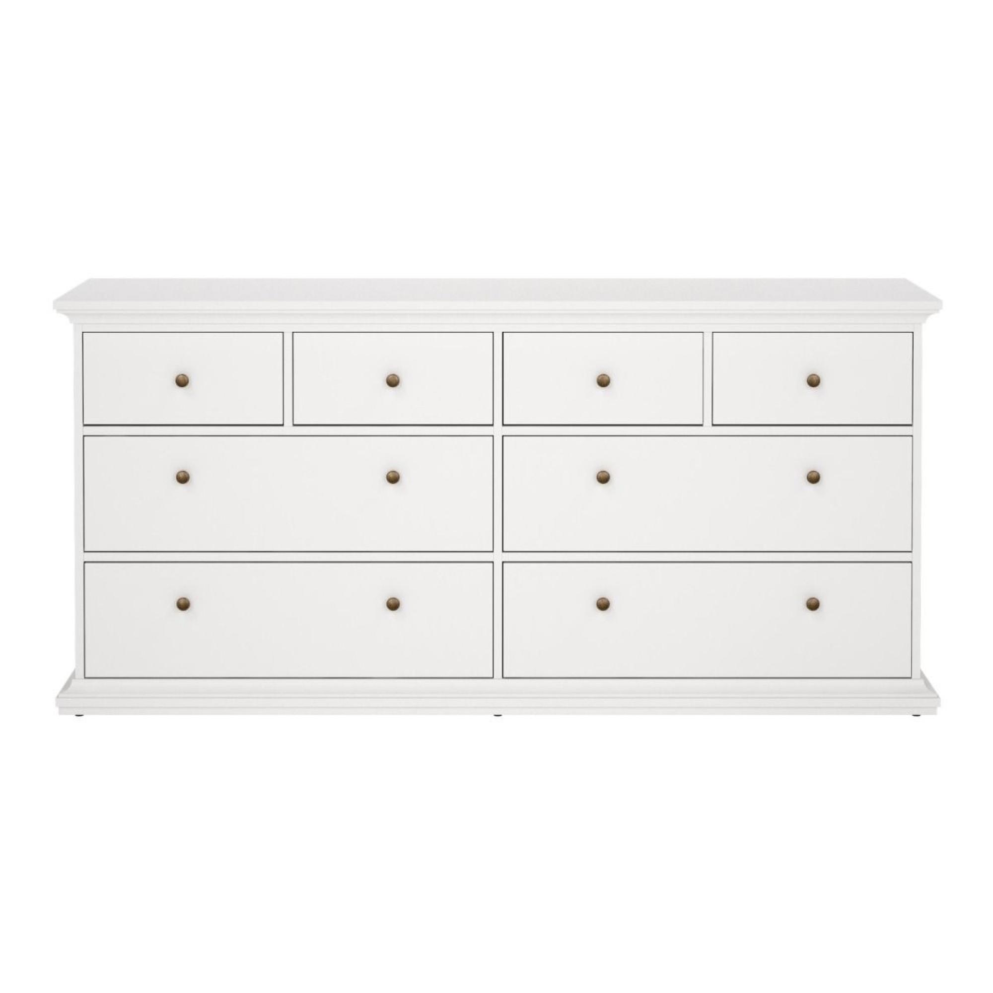 Paris Chest - 8 Drawer - Wide - White