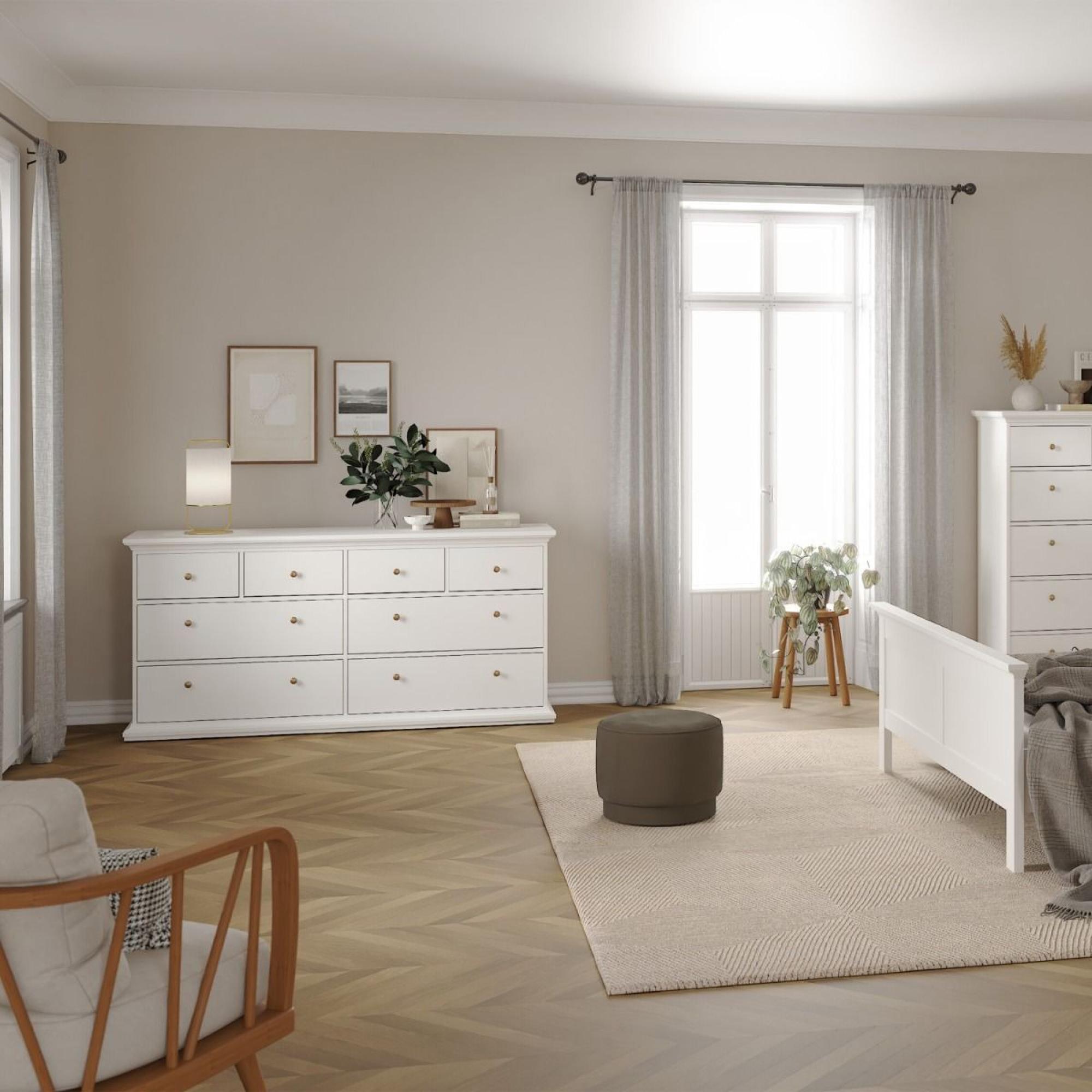 Paris Chest - 8 Drawer - Wide - White