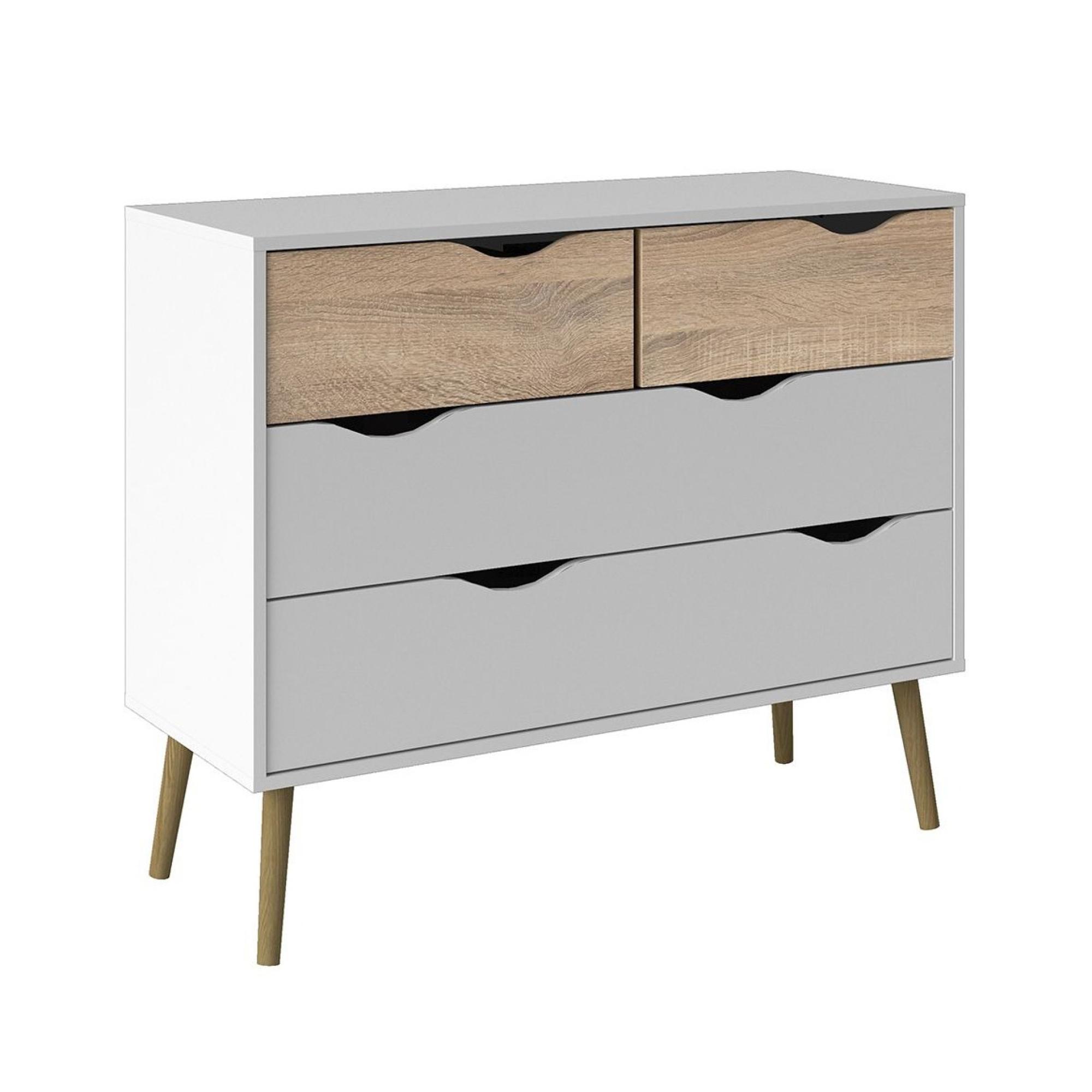 Oslo Chest - 4 Drawer - White and Oak