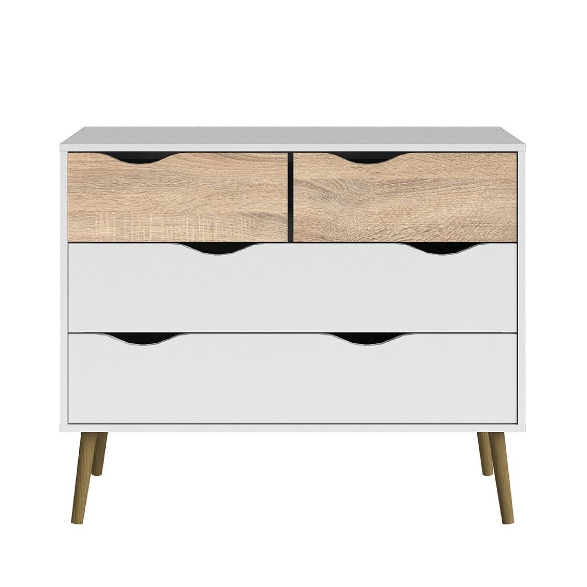 Oslo Chest - 4 Drawer - White and Oak