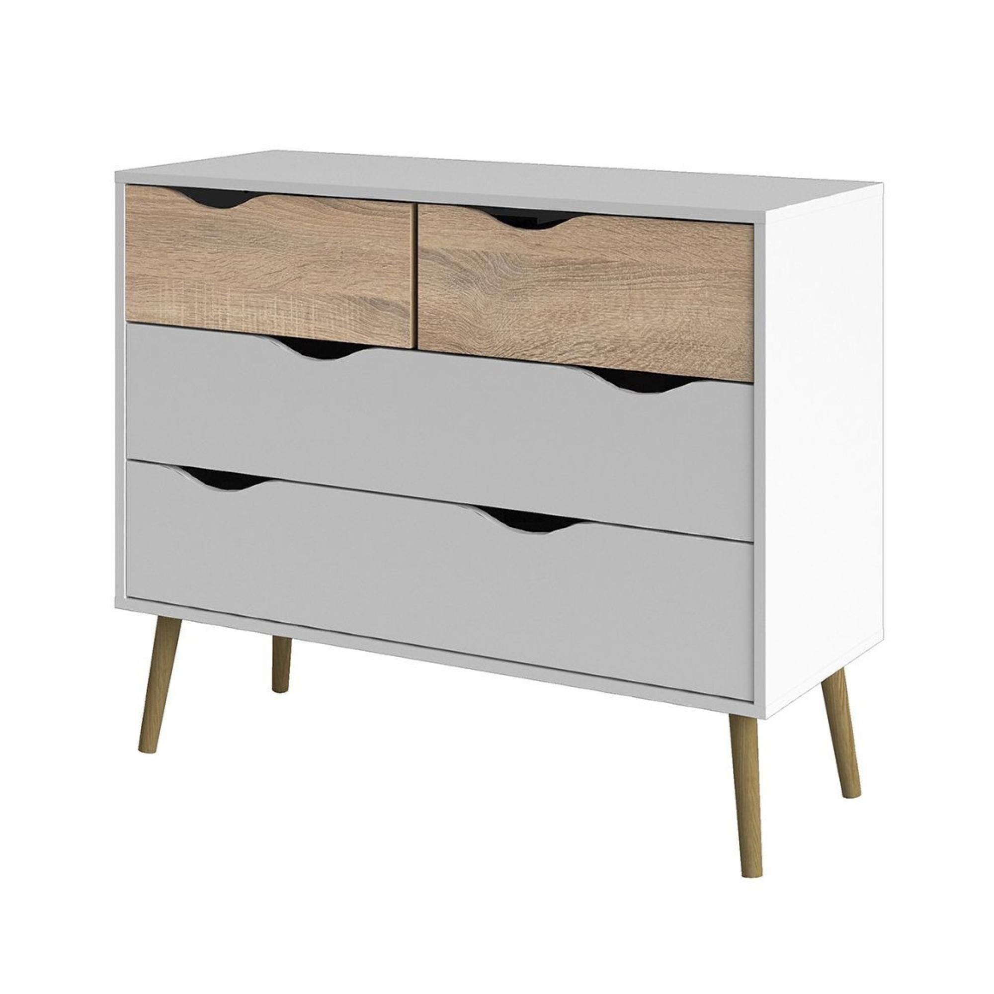 Oslo Chest - 4 Drawer - White and Oak
