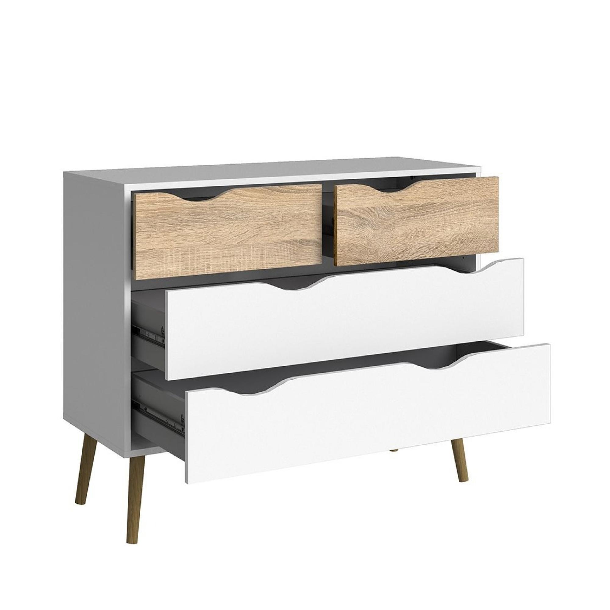 Oslo Chest - 4 Drawer - White and Oak