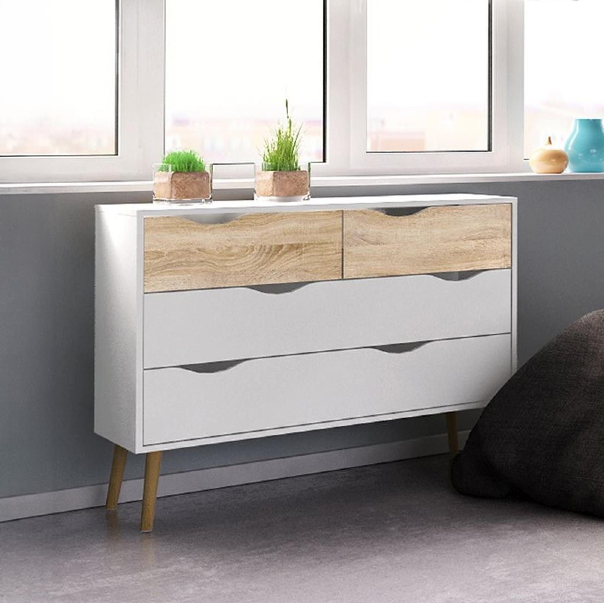 Oslo Chest - 4 Drawer - White and Oak