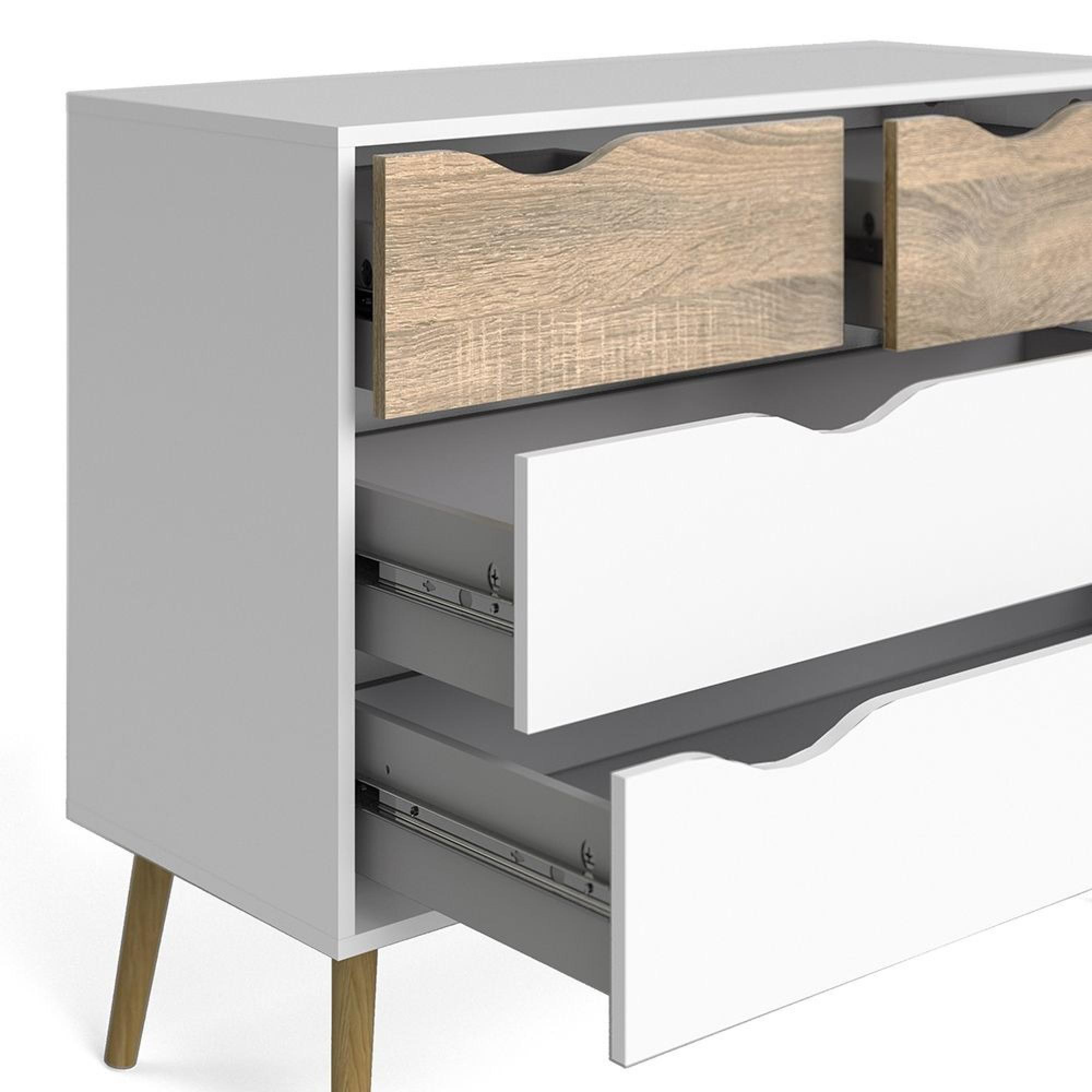 Oslo Chest - 4 Drawer - White and Oak
