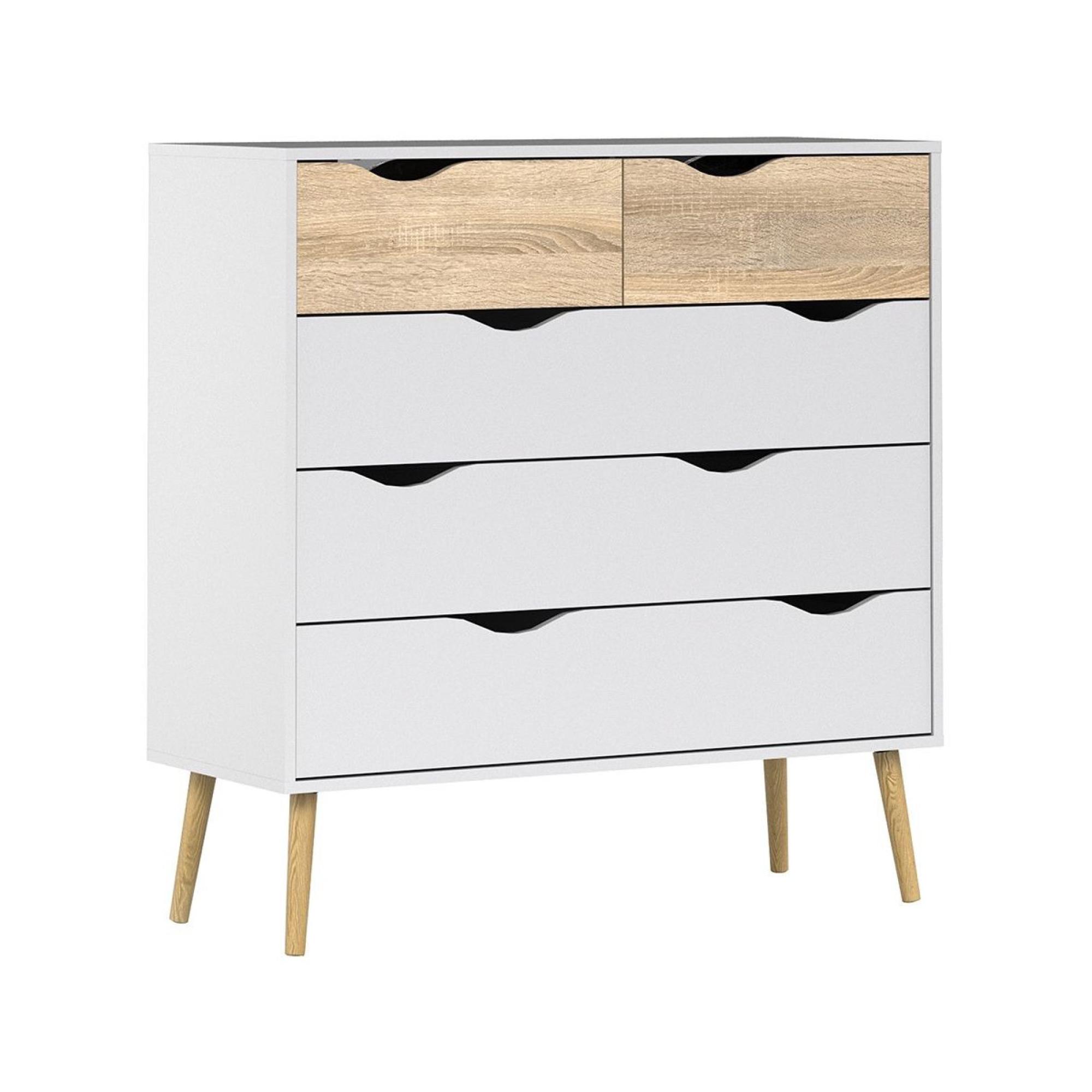 Oslo Chest - 5 Drawer - White and Oak