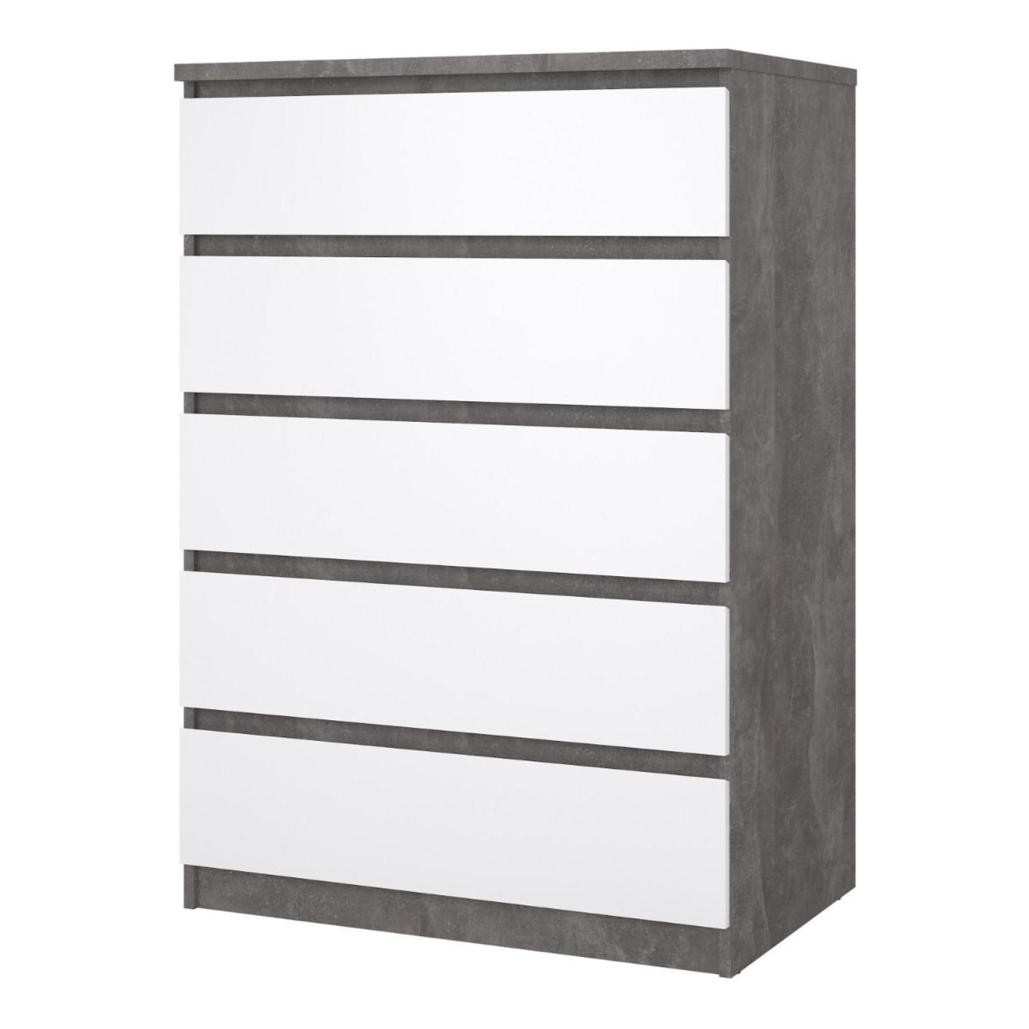 Naia Chest - 5 Drawer - Grey Concrete