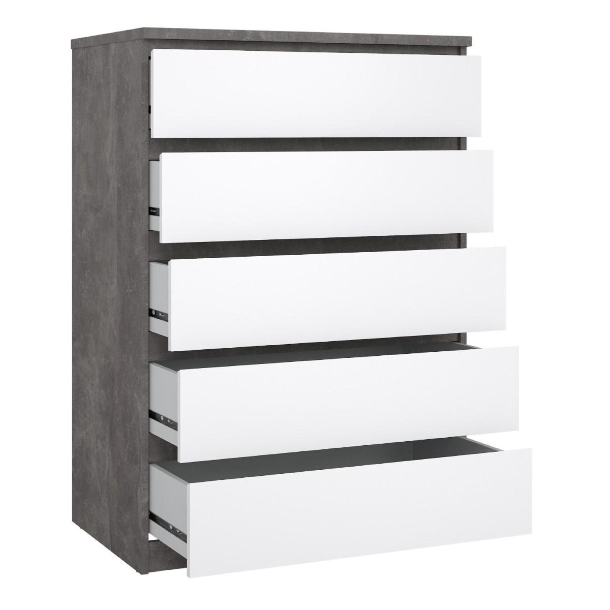 Naia Chest - 5 Drawer - Grey Concrete