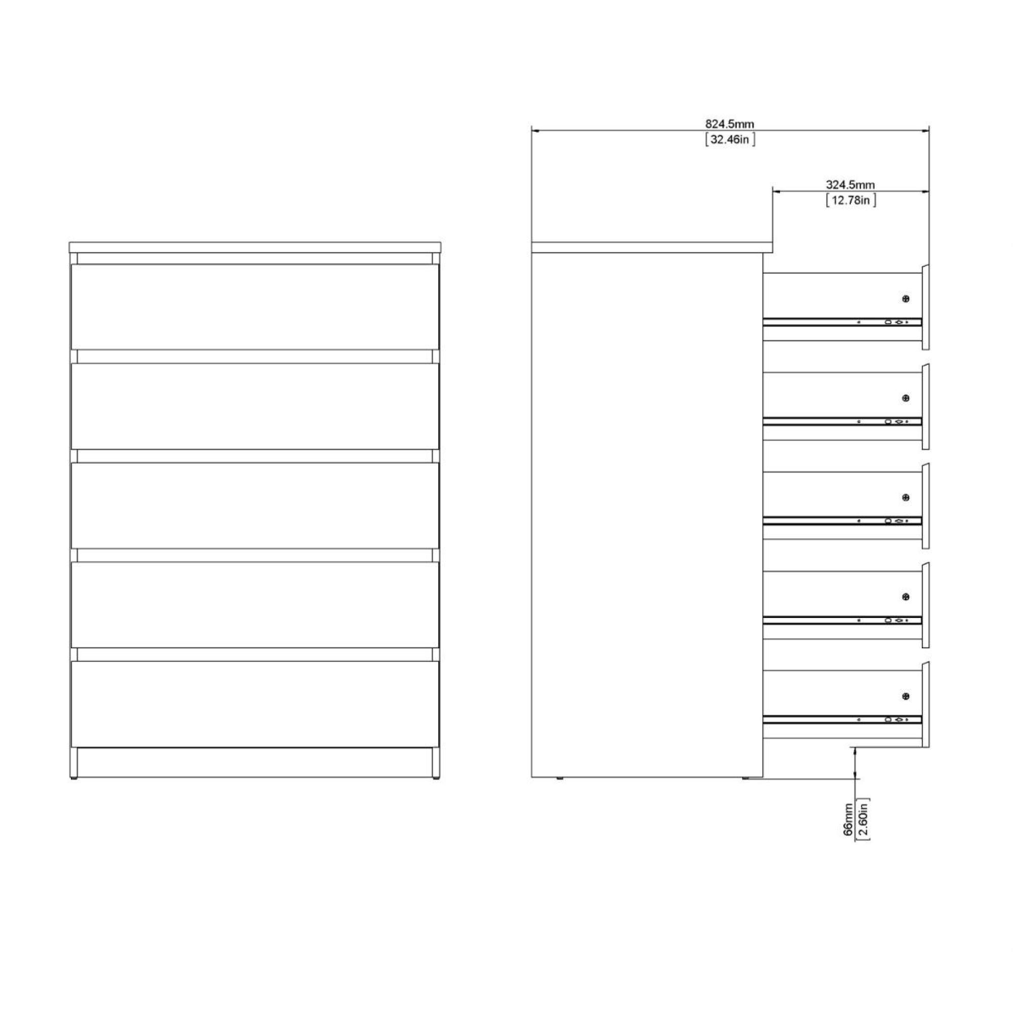 Naia Chest - 5 Drawer - Oak