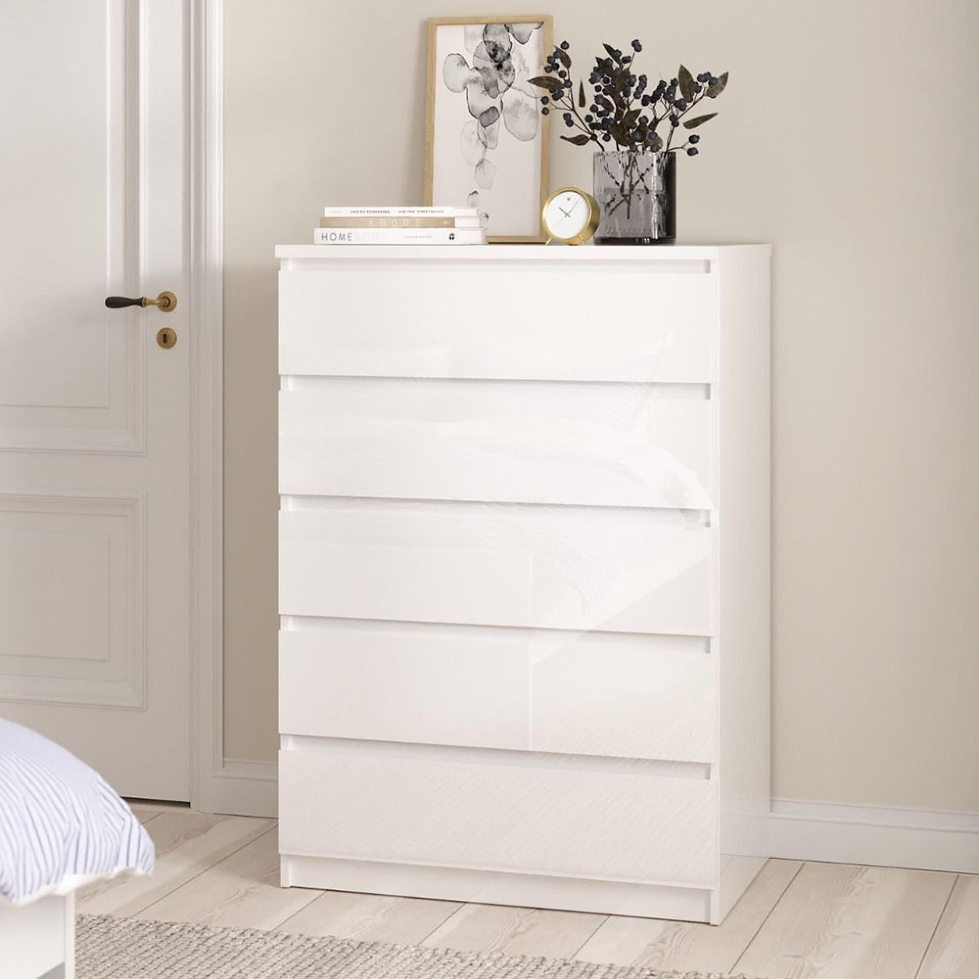 Naia Chest - 5 Drawer - White Gloss