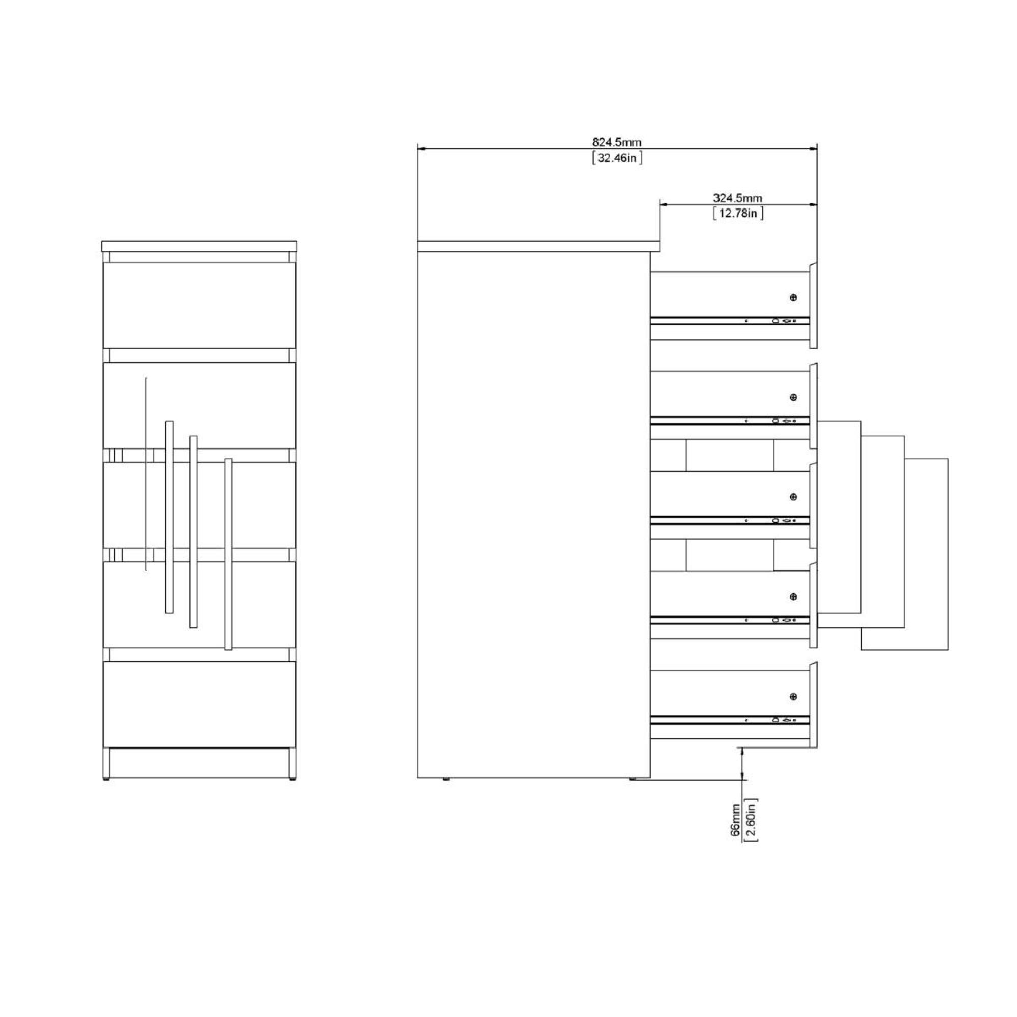 Naia Chest - 5 Drawer - Narrow - Black