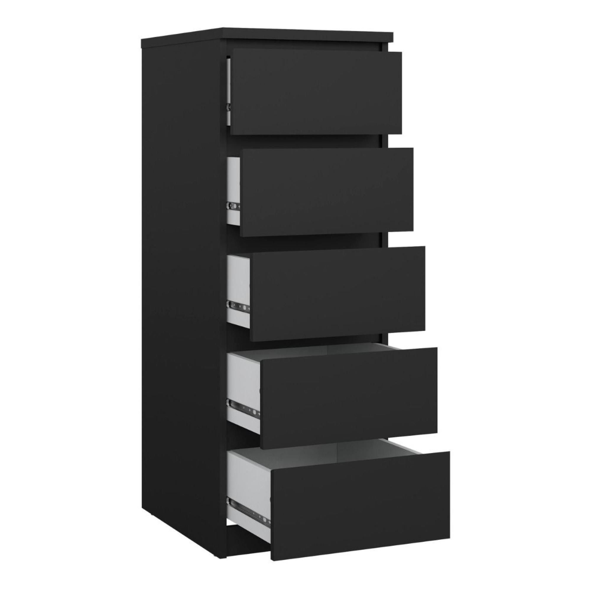 Naia Chest - 5 Drawer - Narrow - Black