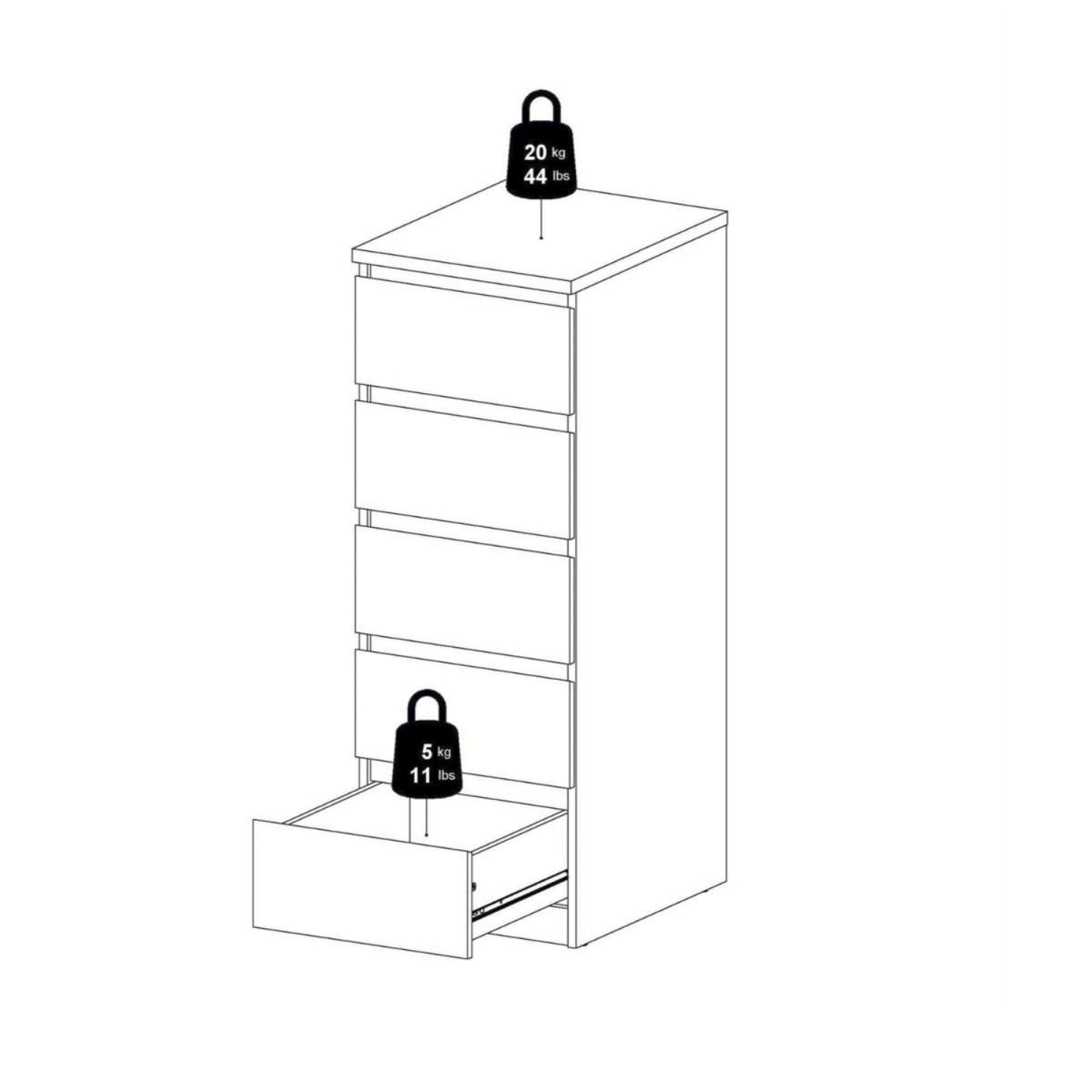 Naia Chest - 5 Drawer - Narrow - Grey Concrete