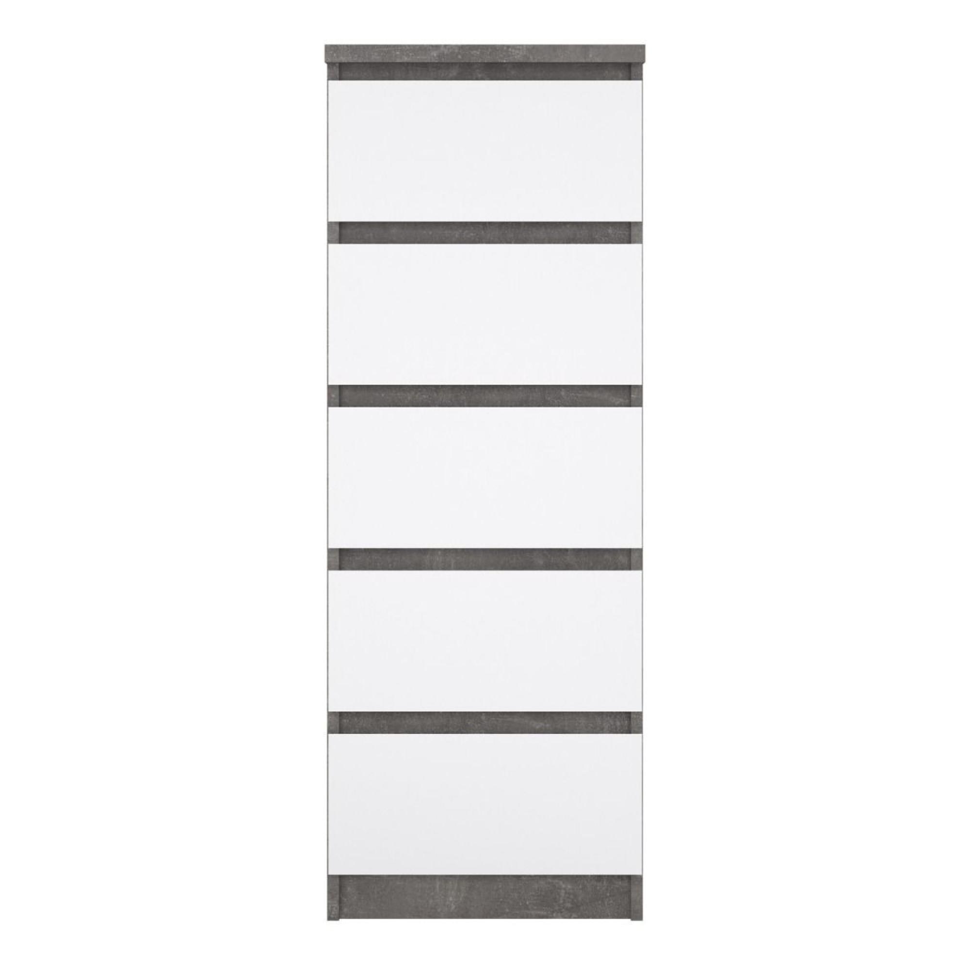 Naia Chest - 5 Drawer - Narrow - Grey Concrete