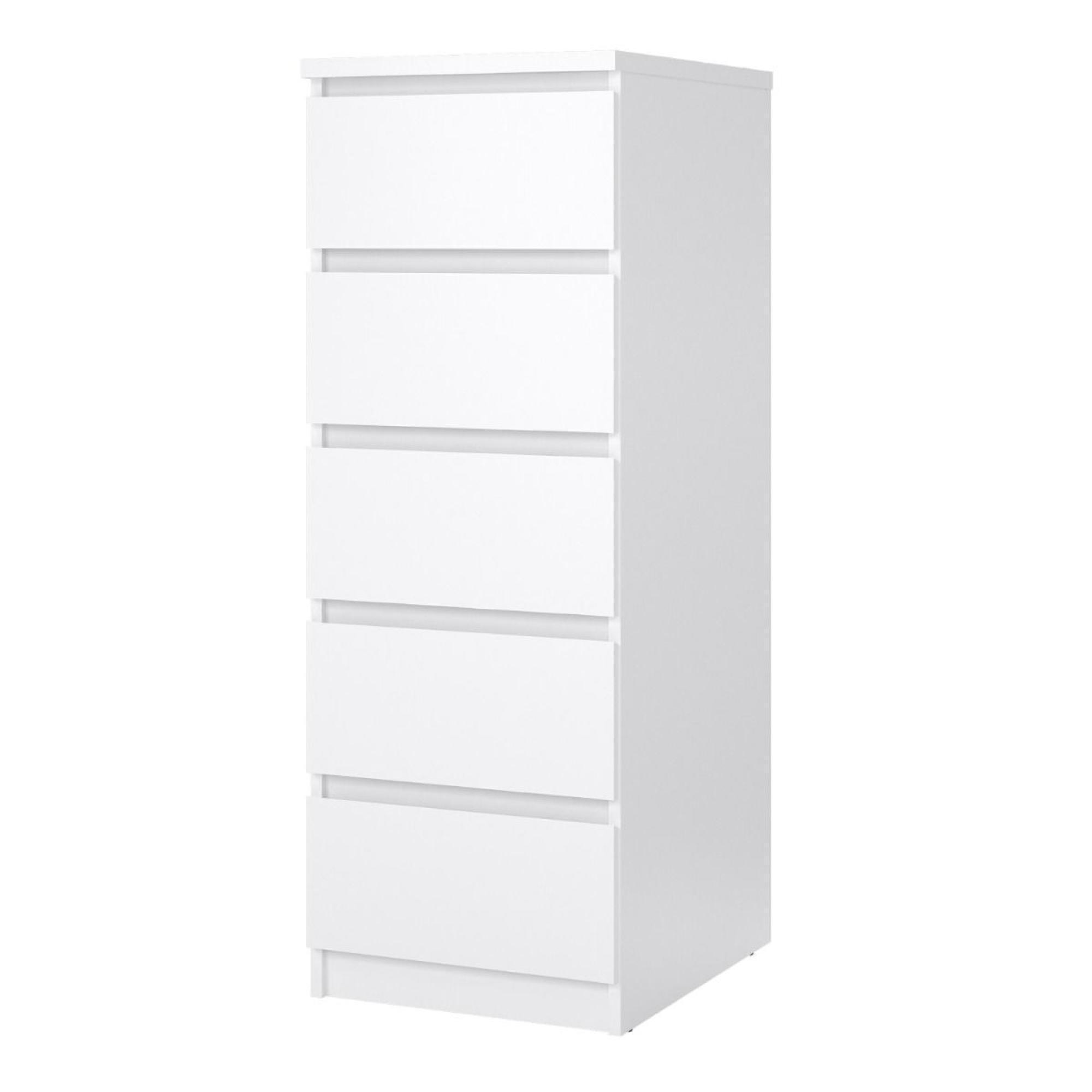 Naia Chest - 5 Drawer - Narrow - White Gloss