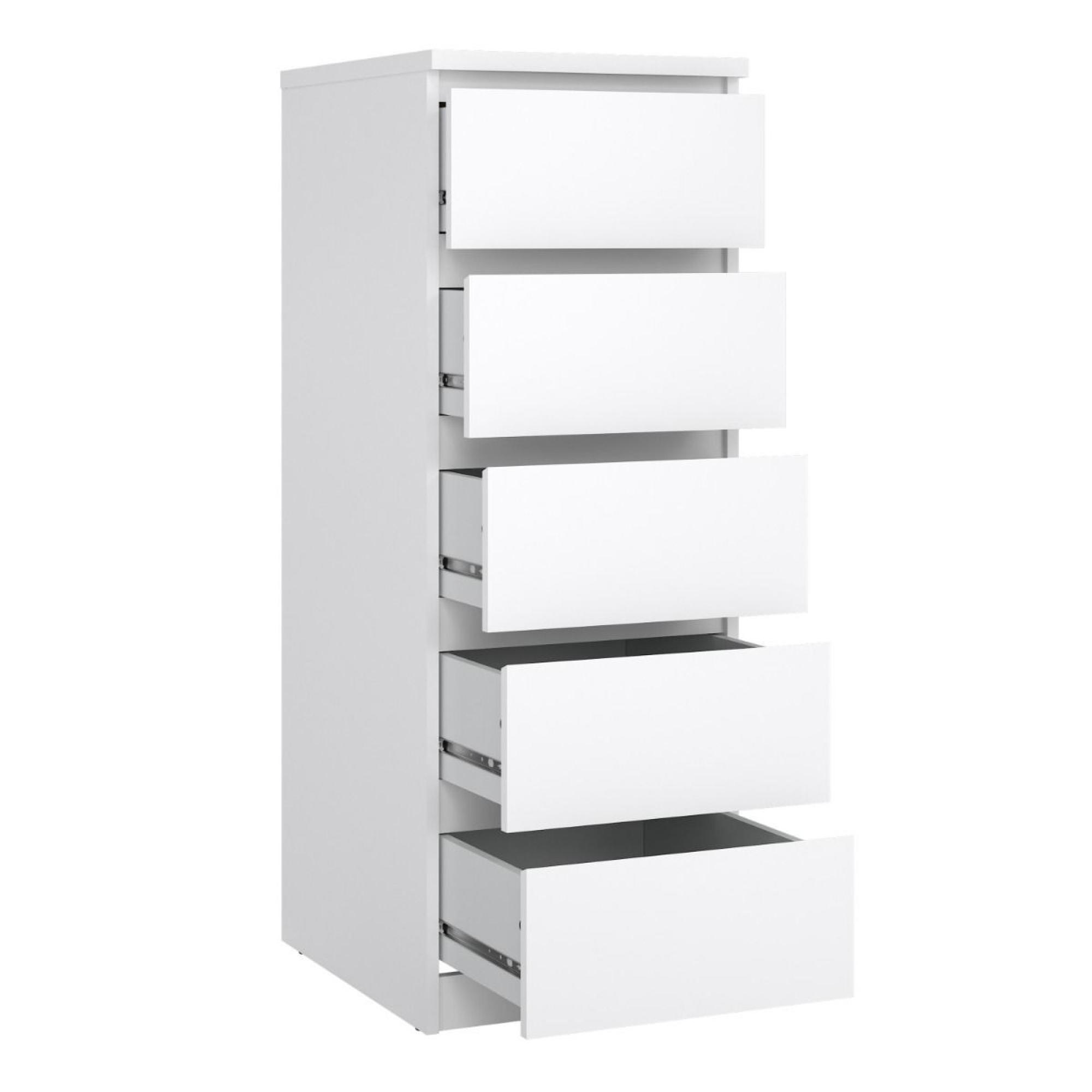 Naia Chest - 5 Drawer - Narrow - White Gloss