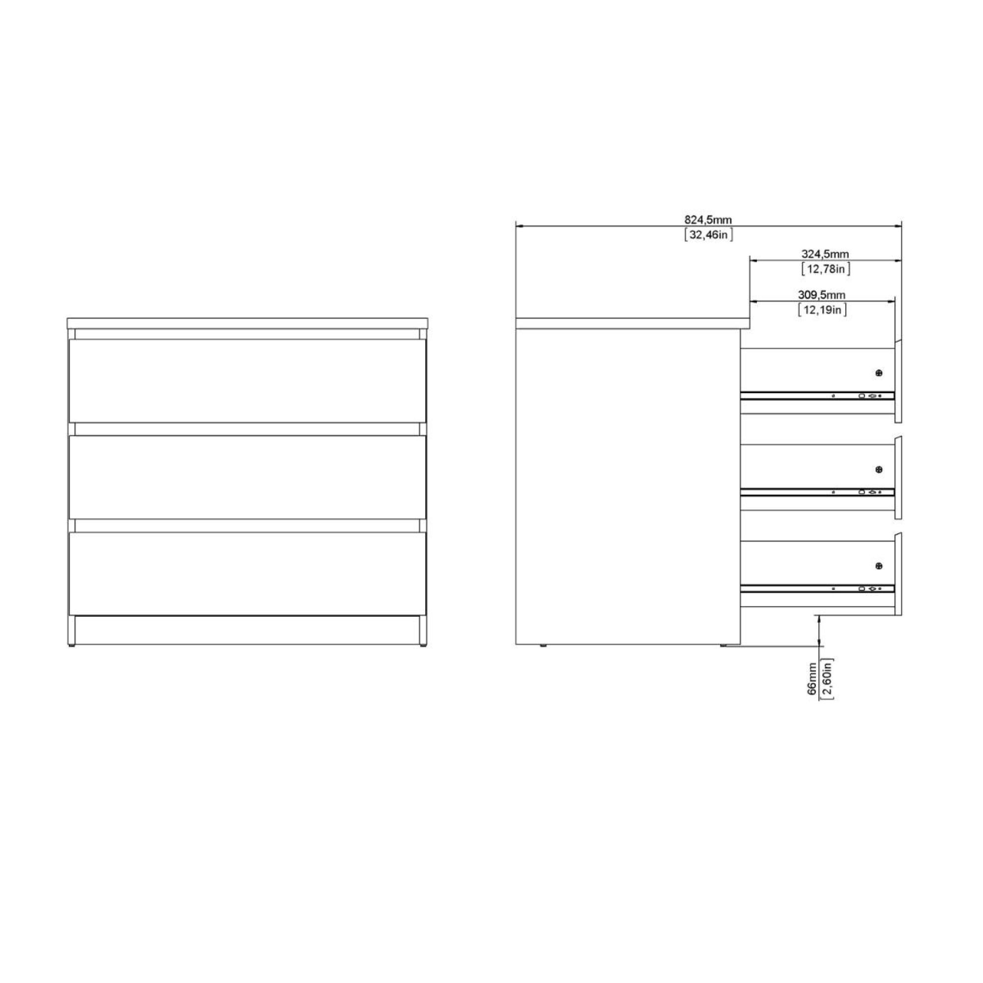 Naia Chest - 3 Drawer - Small - Oak