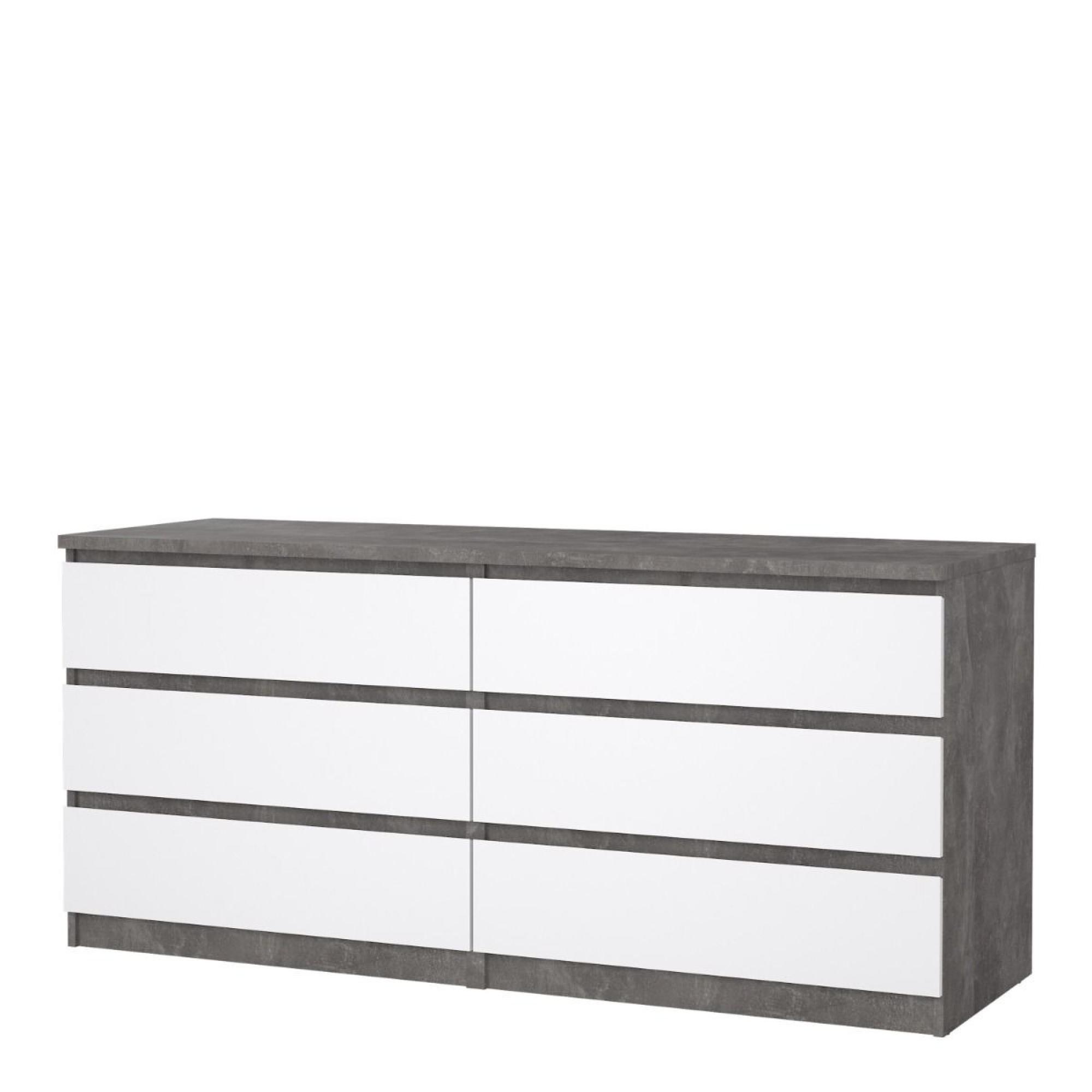 Naia Chest - 6 Drawer - Wide - Grey Concrete
