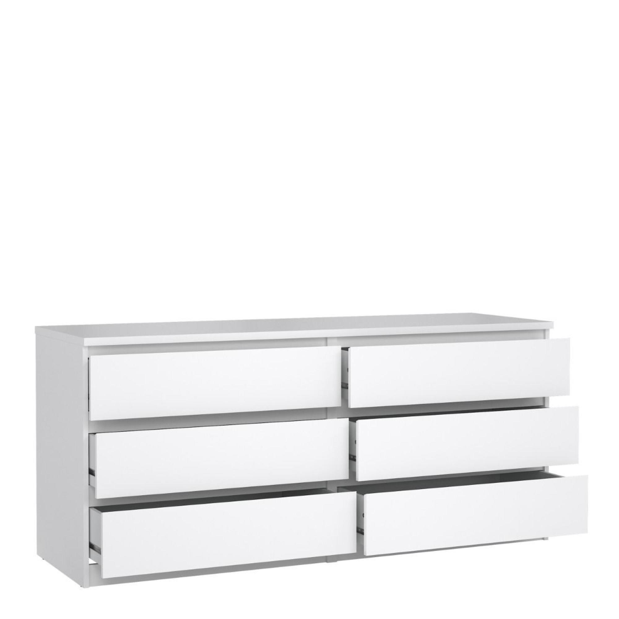 Naia Chest - 6 Drawer - Wide - White Gloss